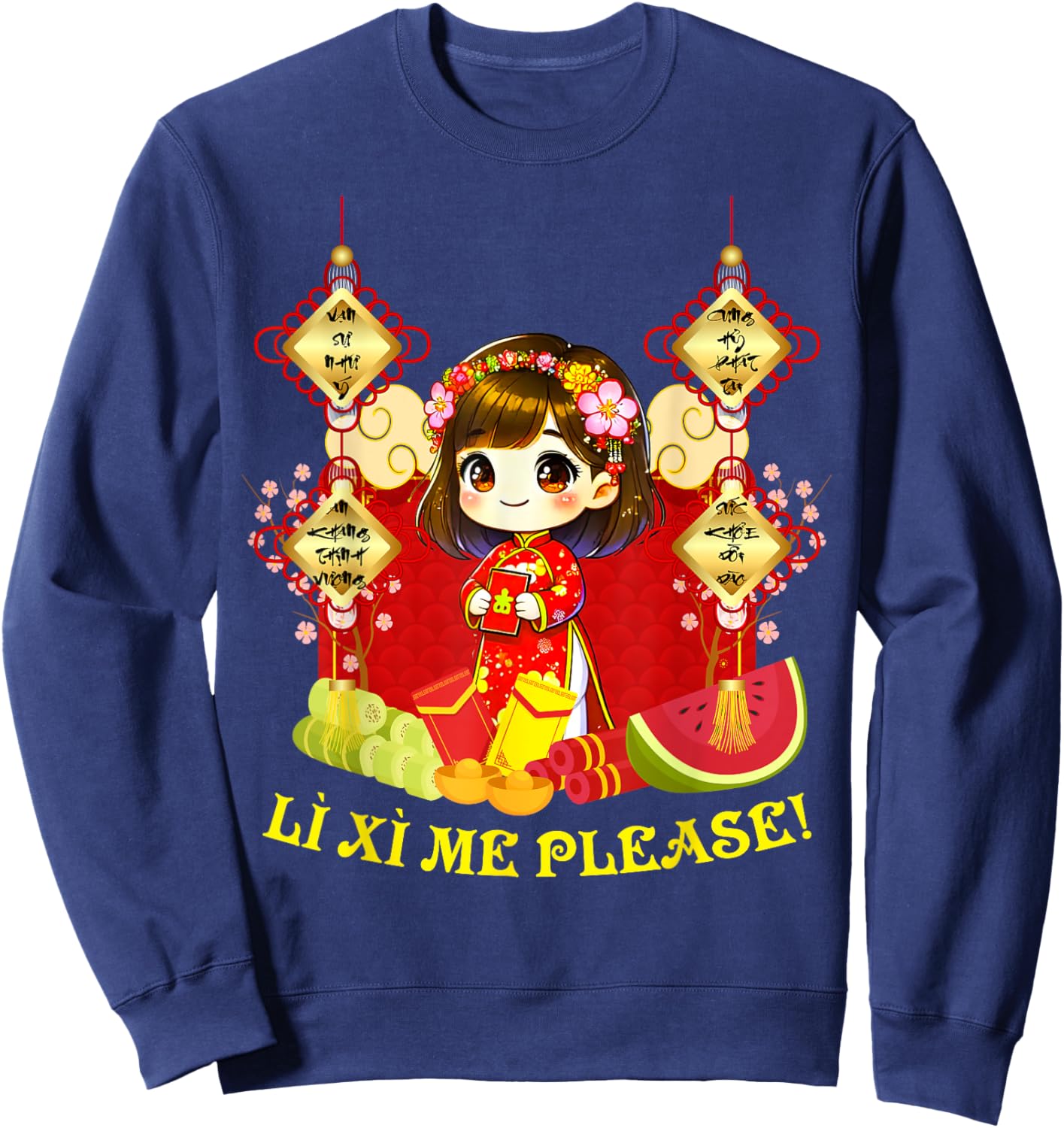 Li Xi Me Please Xuan At Ty Happy Tet Chuc Mung Nam Moi 2025 -Child Sweatshirt - Sweatshirt | Navy