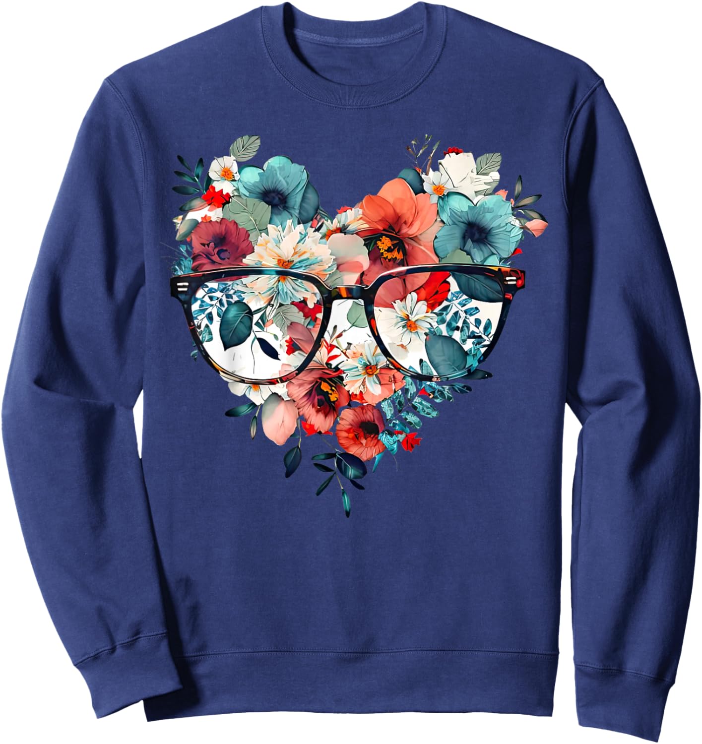 Floral Eyeglasses Optometry Optometrist Optician Doctor Eye Sweatshirt - Sweatshirt | Navy