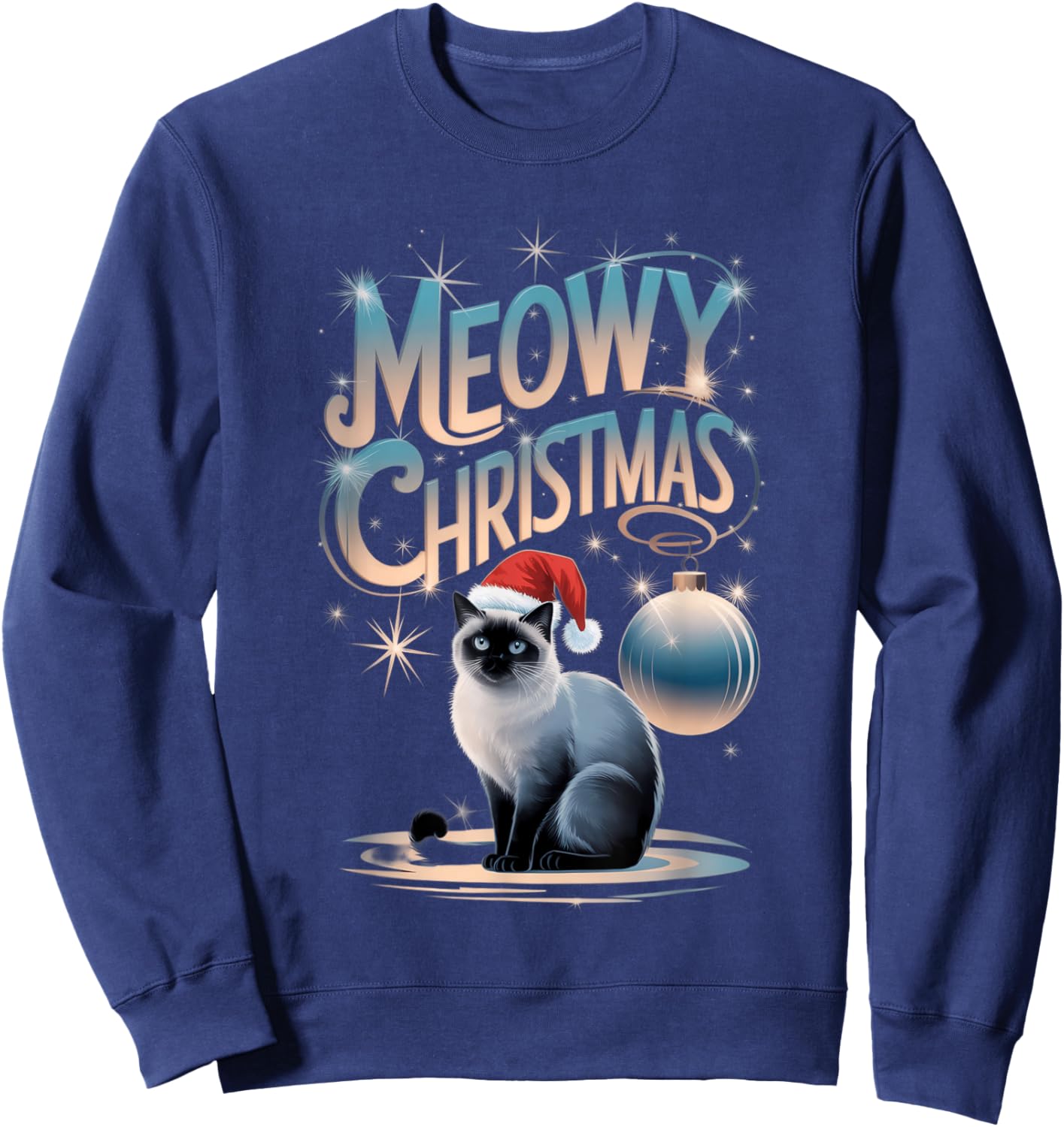 Meowy Christmas Cat Mama - Siamese Cat Lover Women Kids Sweatshirt - Sweatshirt | Navy