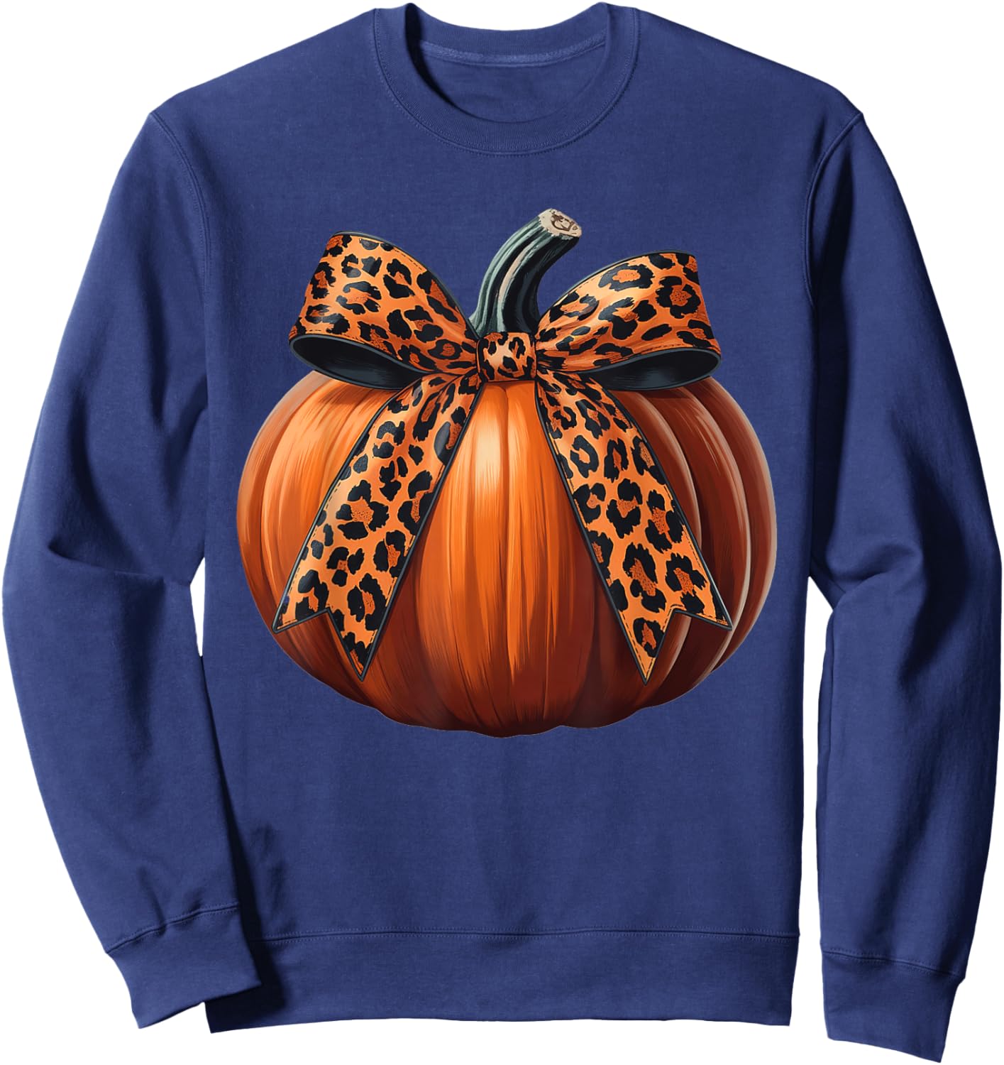 Pumpkin With Bow Autumn Fall Season Thanksgiving Sweatshirt - Sweatshirt | Navy