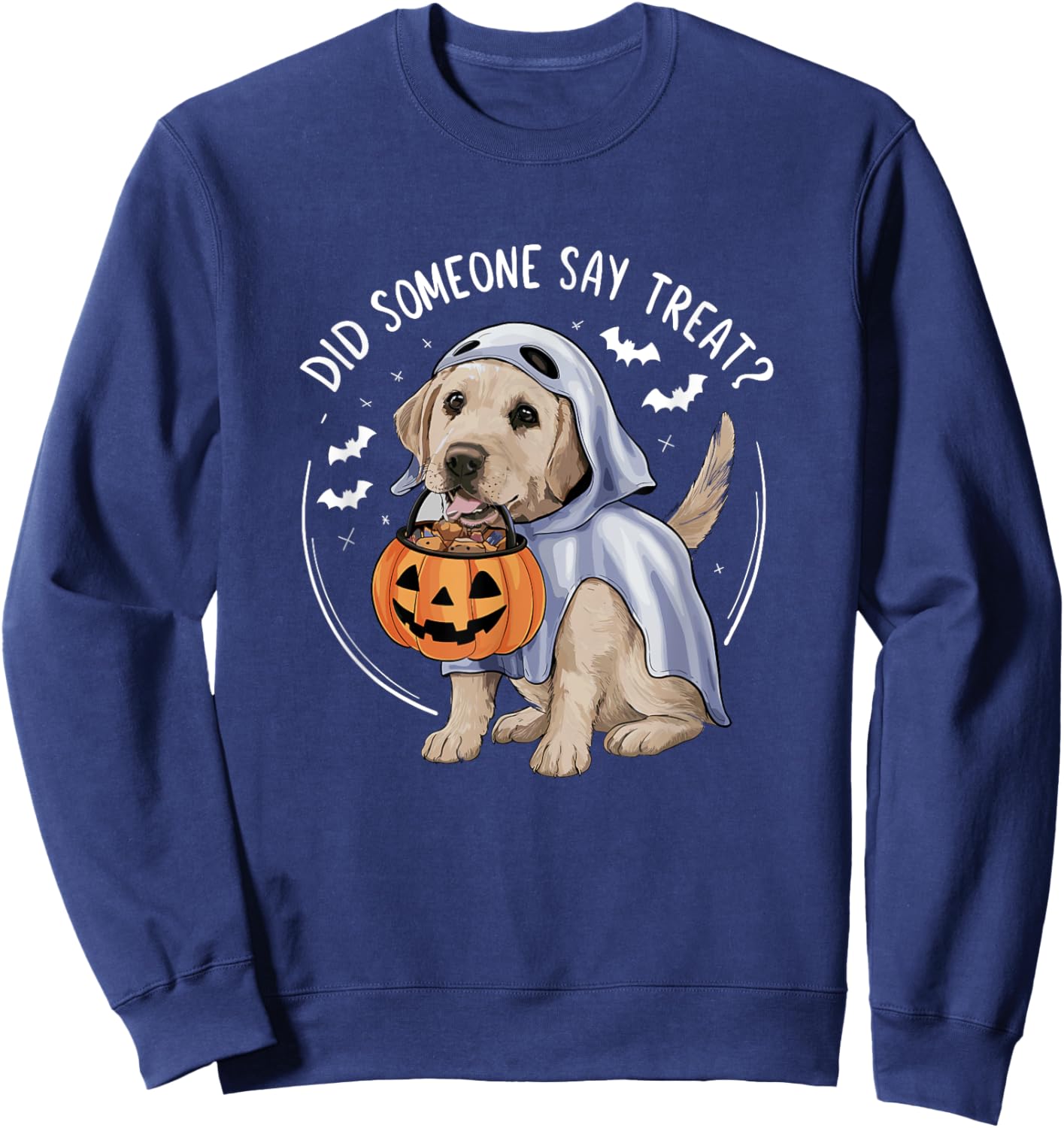 Ghost Labrador Puppy Treats Halloween Labrador Dog Lover Women Kids Sweatshirt - Sweatshirt | Navy