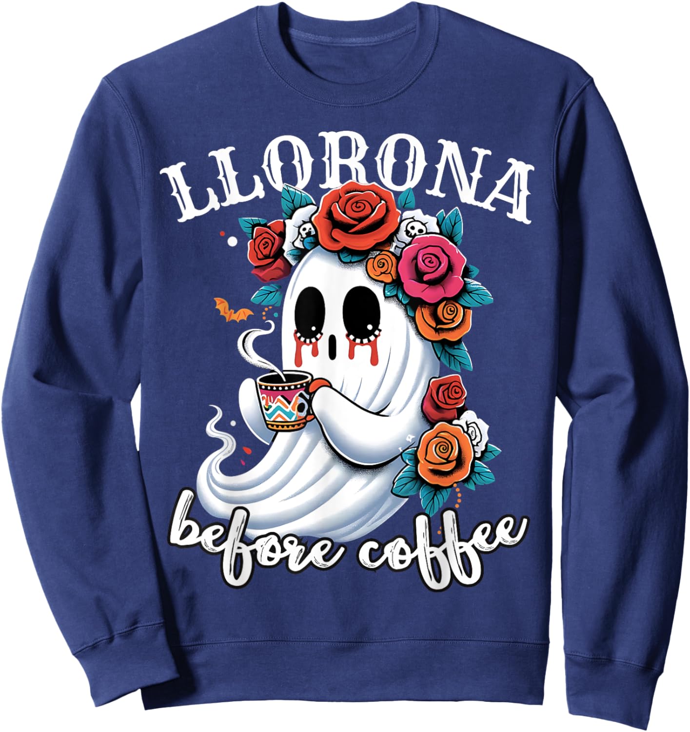 Llorona Before Coffee Mexican Ghost Coffee Lover Halloween Sweatshirt - Sweatshirt | Navy