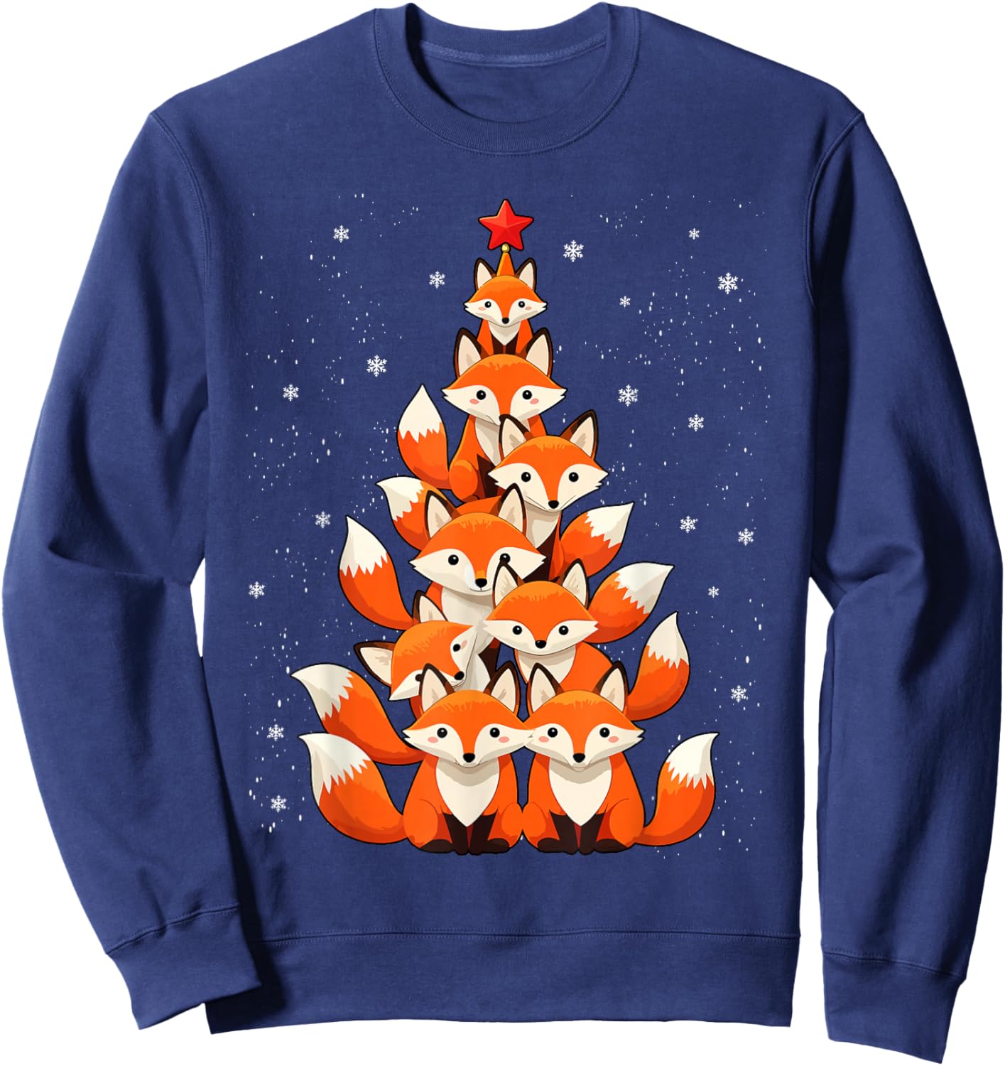 Fox Christmas Tree Fox Xmas Tree and Boys Sweatshirt - Sweatshirt | Navy