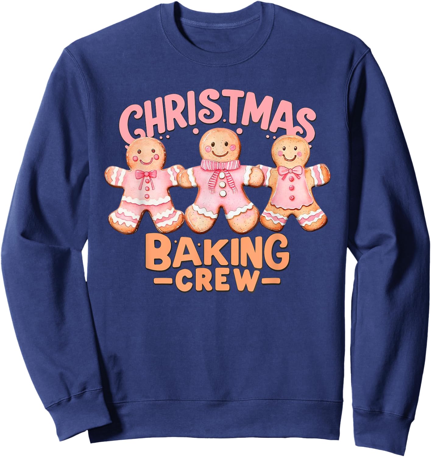 Christmas Baking Crew Pink Gingerbread Cookie Family Baking Sweatshirt - Sweatshirt | Navy