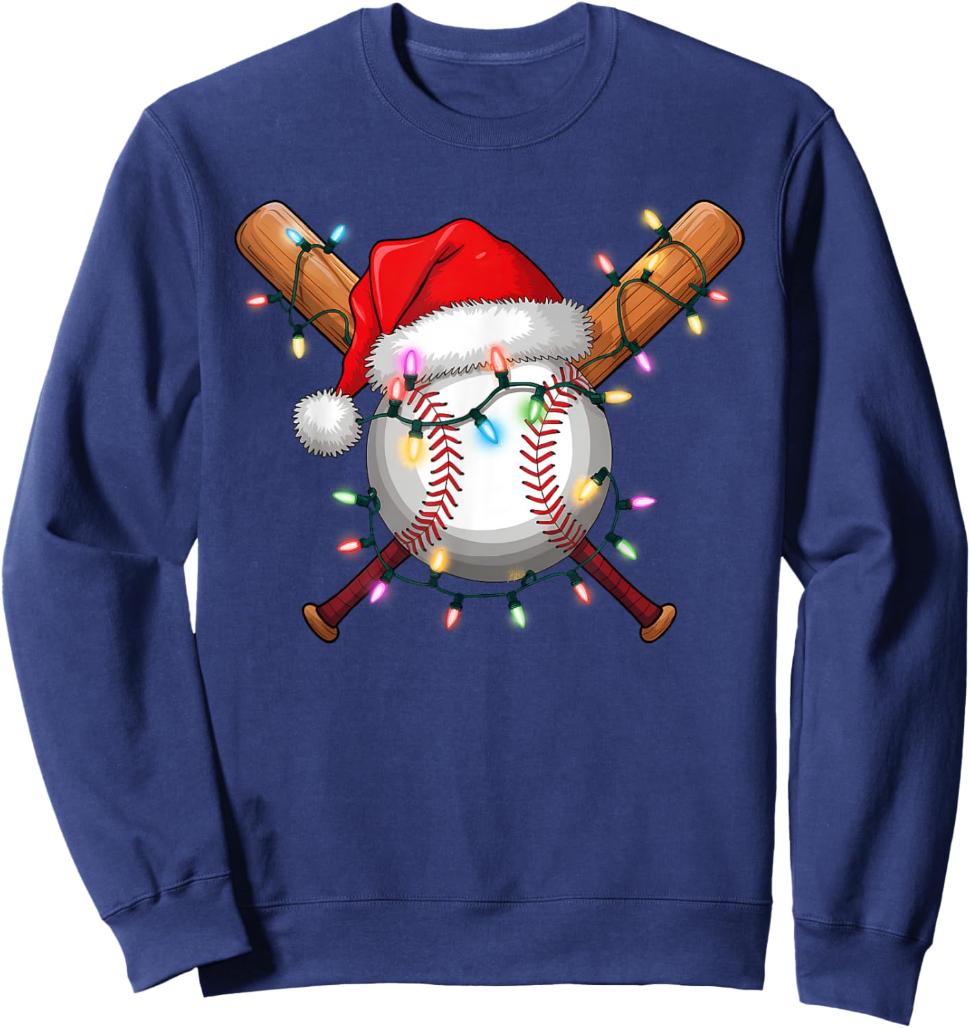 Christmas Baseball Player Santa Hat Sports Men Boys Sweatshirt - Sweatshirt | Navy