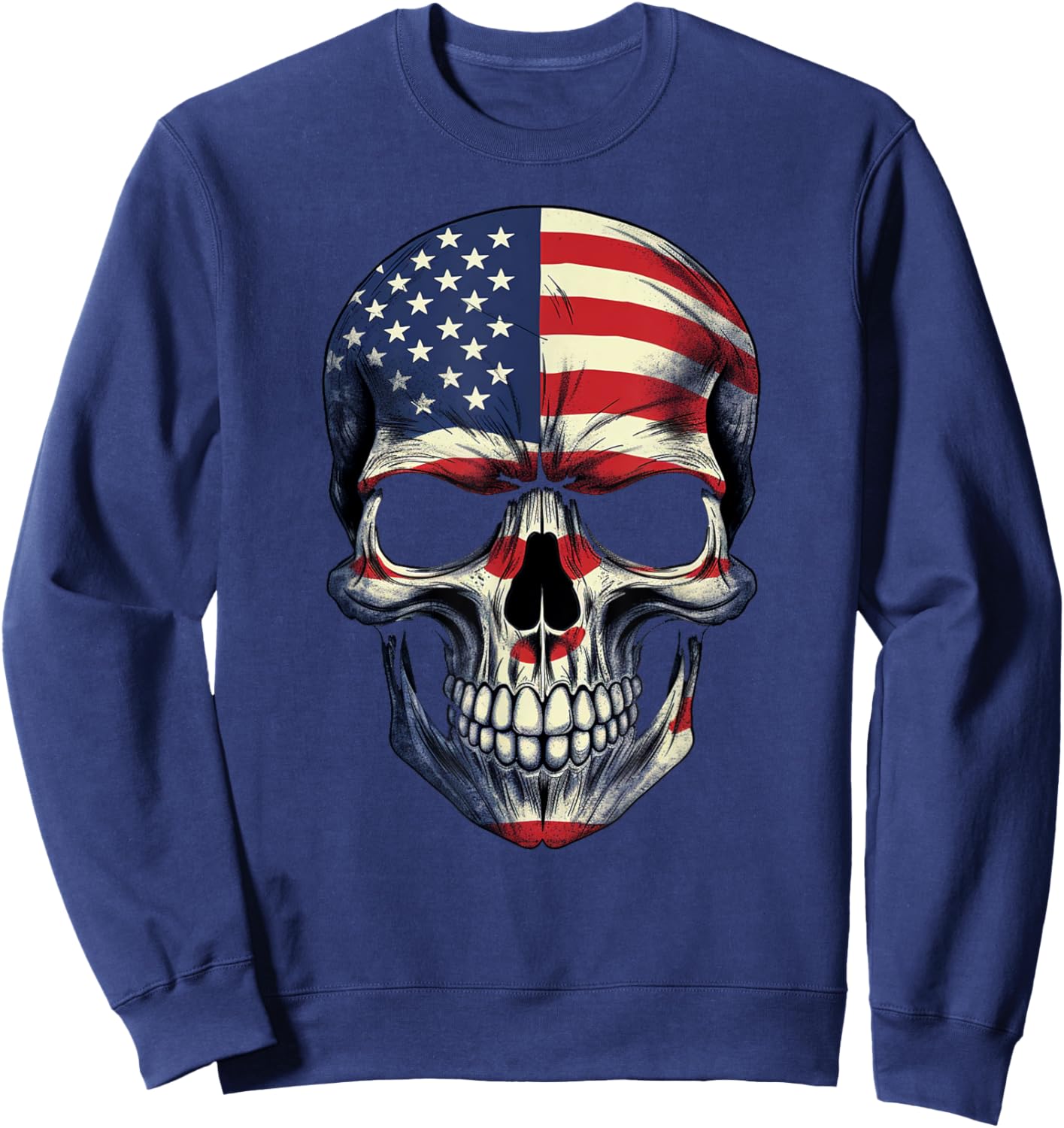American Flag Skull Zoom Sweatshirt - Sweatshirt | Navy