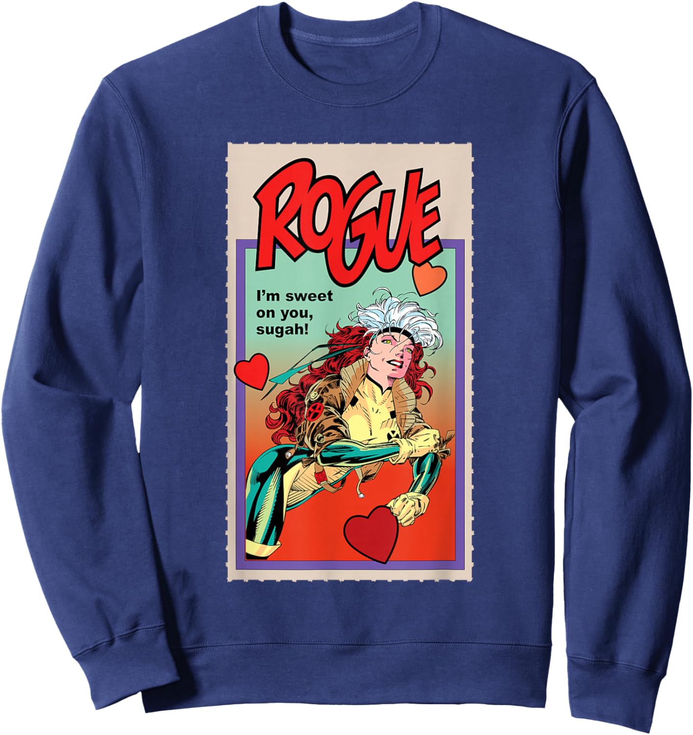 Marvel X-Men Retro ’90s Valentine’s Day Card Rogue Sweatshirt - Sweatshirt | Navy