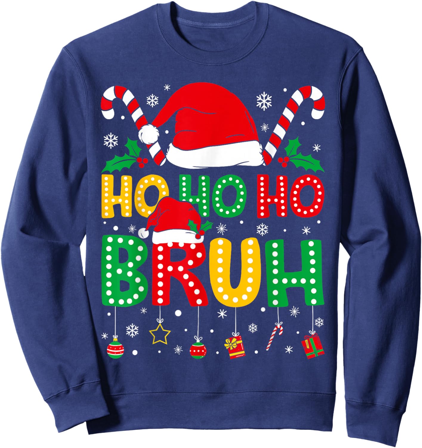 Ho Ho Ho Bruh Funny Christmas Teens Boys Kids Xmas Pajamas Sweatshirt - Sweatshirt | Navy
