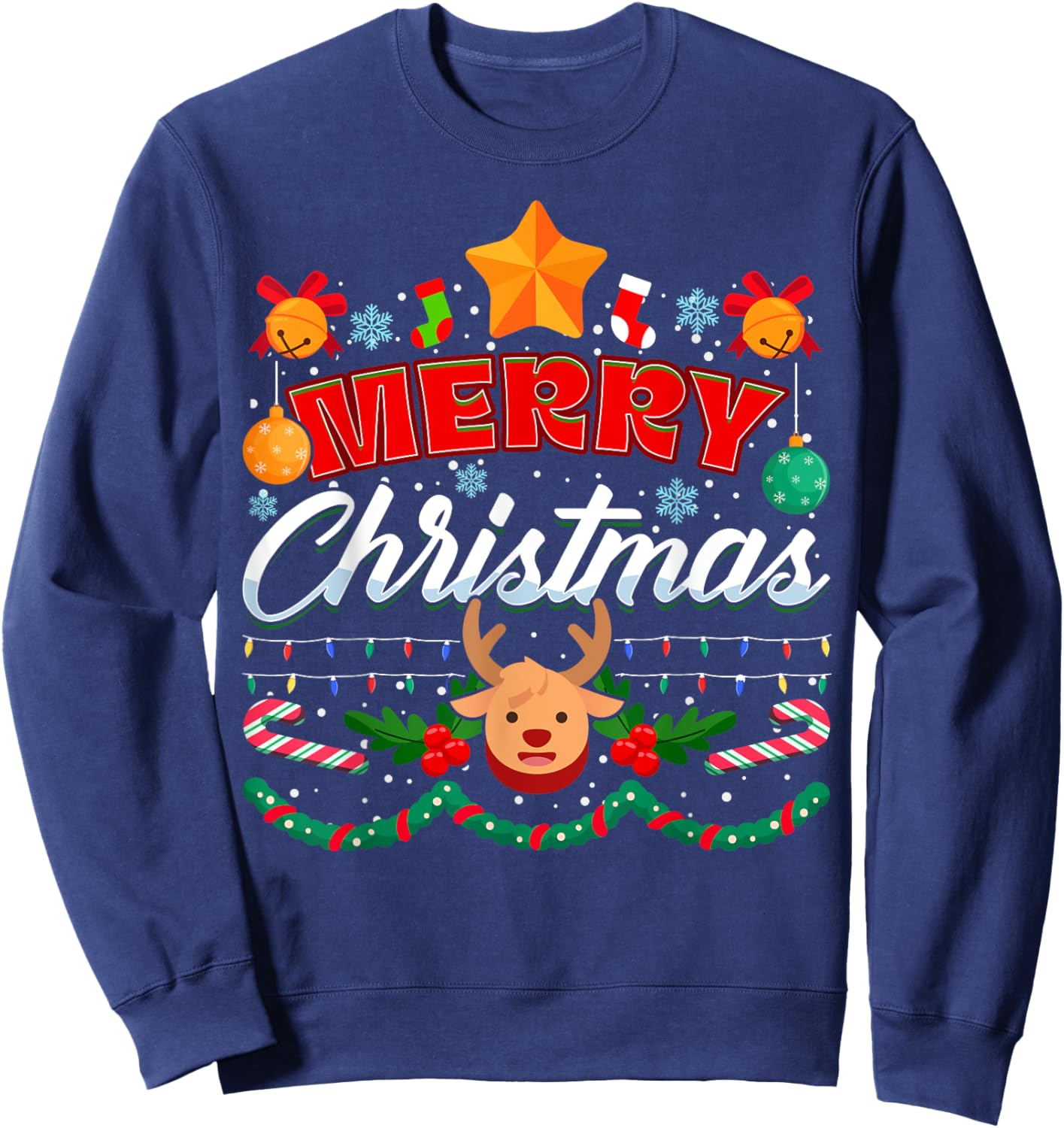 Merry Christmas Reindeer Family Merry Christmas Xmas Sweatshirt - Sweatshirt | Navy