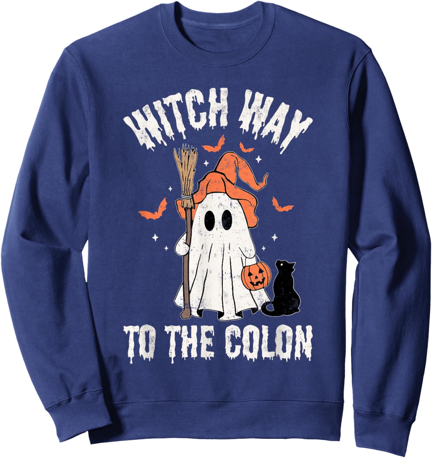 Witch Way To The Colon Gastrointestinal Endo Nurse Halloween Sweatshirt - Sweatshirt | Navy