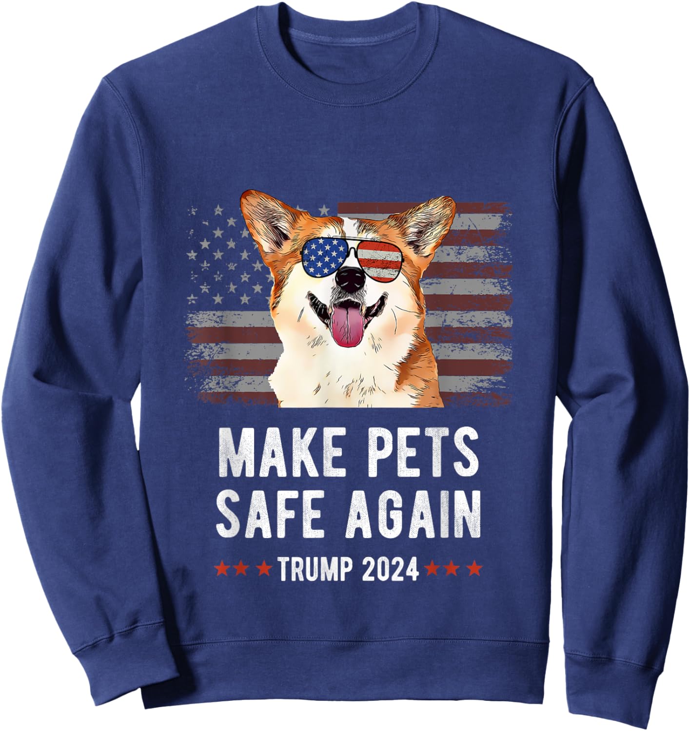 Make Pets Safe Again Corgi Dog Trump 2024 Women Sweatshirt - Sweatshirt | Navy