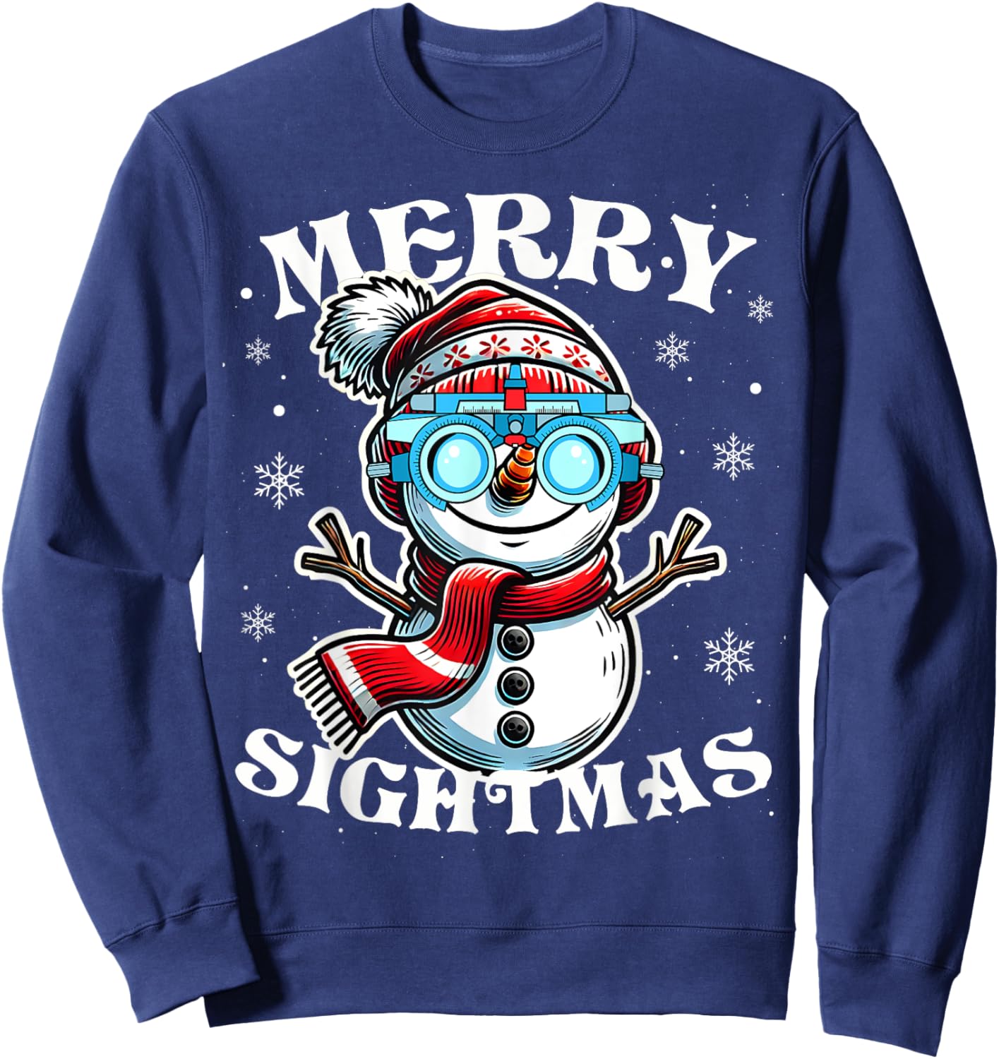 Merry Sightmas Snowman Optometry Christmas Shirt Eye Doctor Sweatshirt - Sweatshirt | Navy