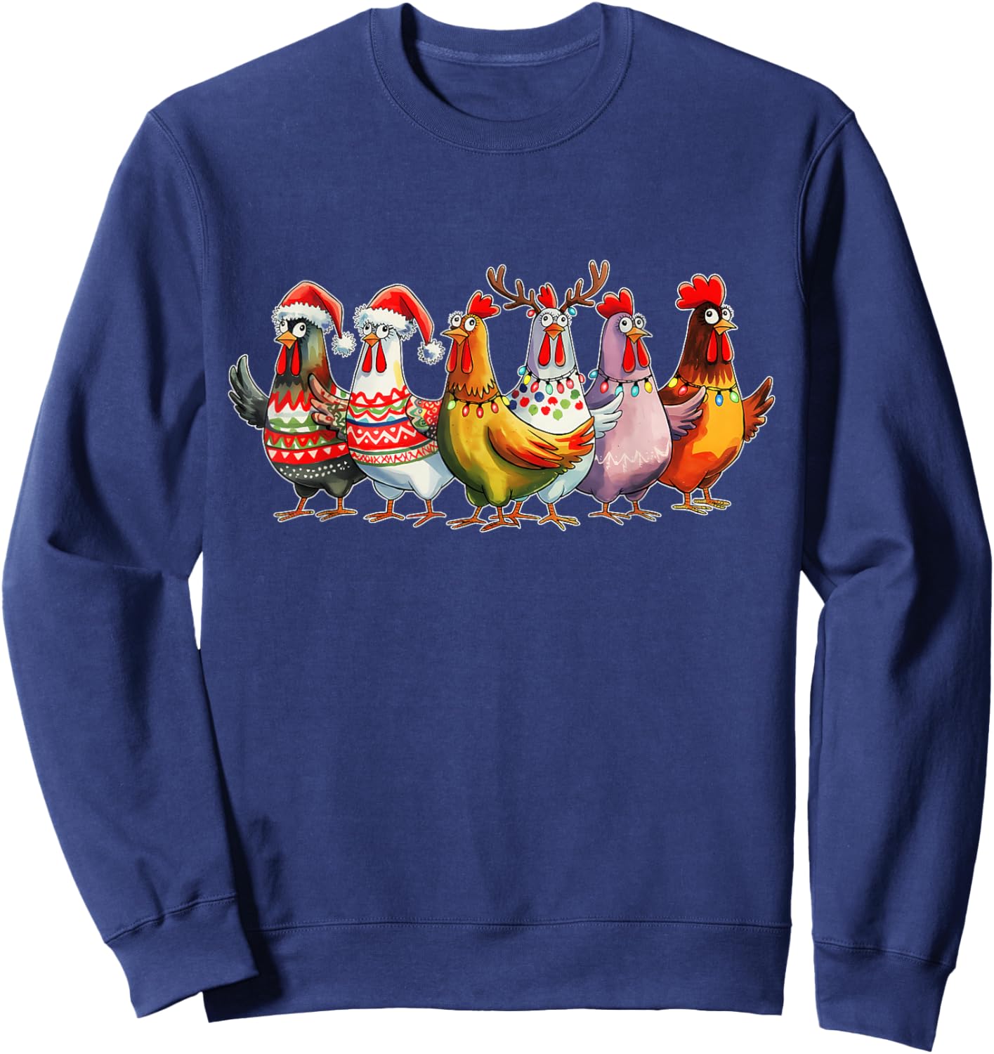 Funny Xmas Chicken Farmer Christmas Matching Family Christma Sweatshirt - Sweatshirt | Navy