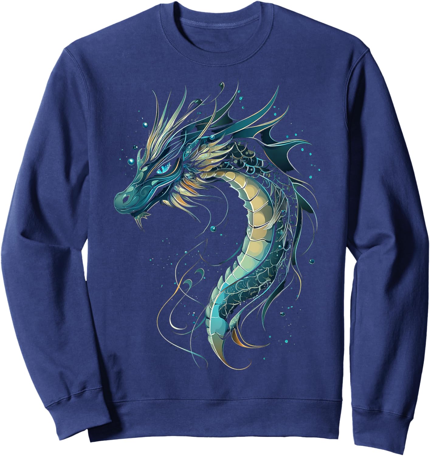 Sea Dragon Motif Mythical Illustration Sea Dragon Sweatshirt - Sweatshirt | Navy