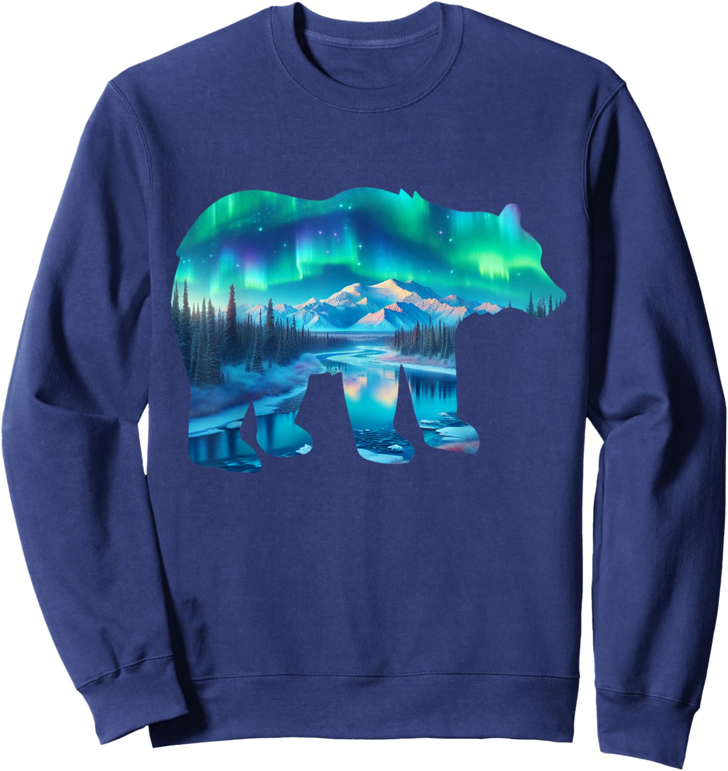 Alaska Northern Lights Aurora Borealis Denali National Park Sweatshirt - Sweatshirt | Navy