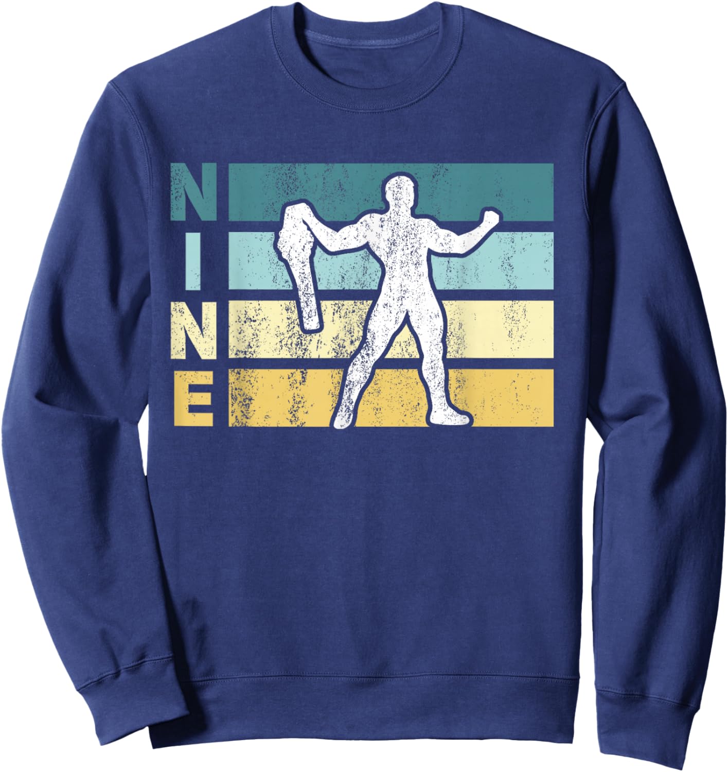9th Wrestling Birthday Party Retro 9 Year Old Wrestler Sweatshirt - Sweatshirt | Navy