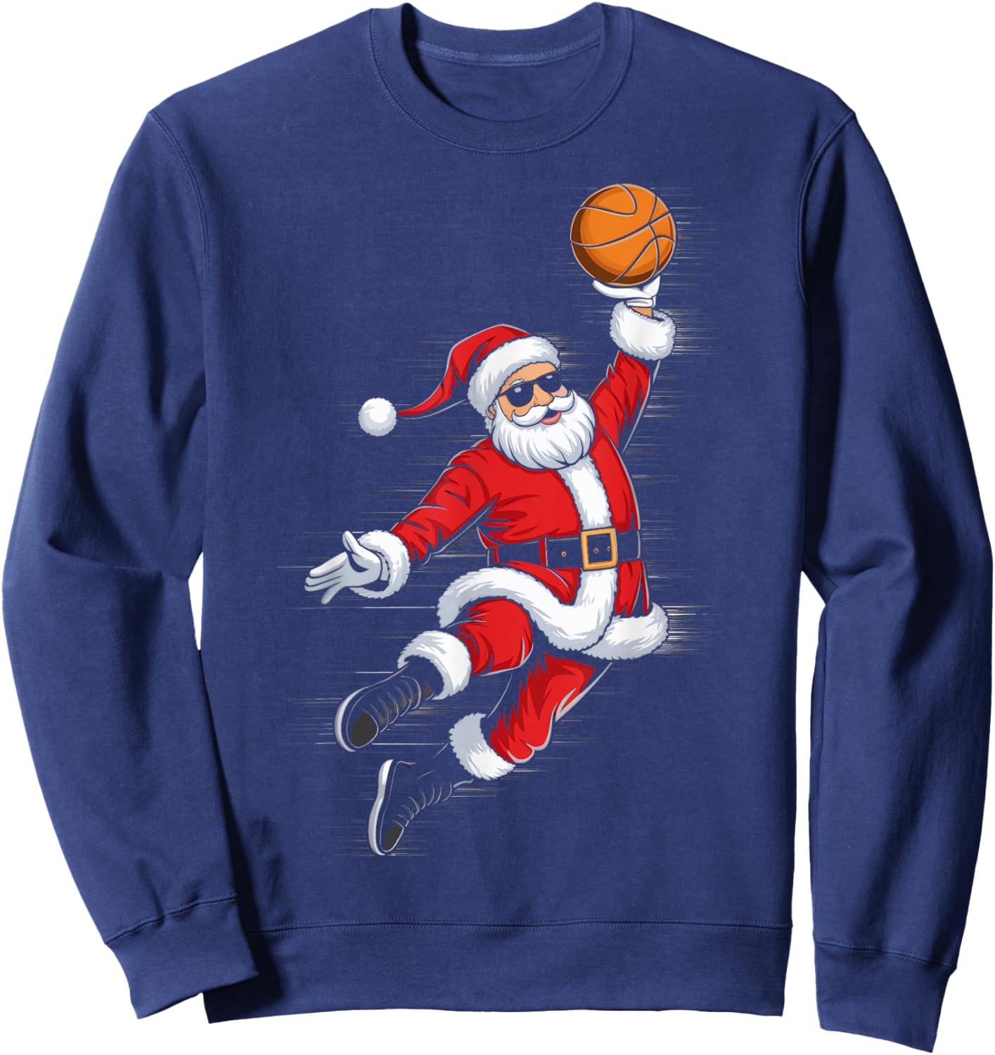 Cute Dunking Santa Playing Basketball Christmas Sports Sweatshirt - Sweatshirt | Navy