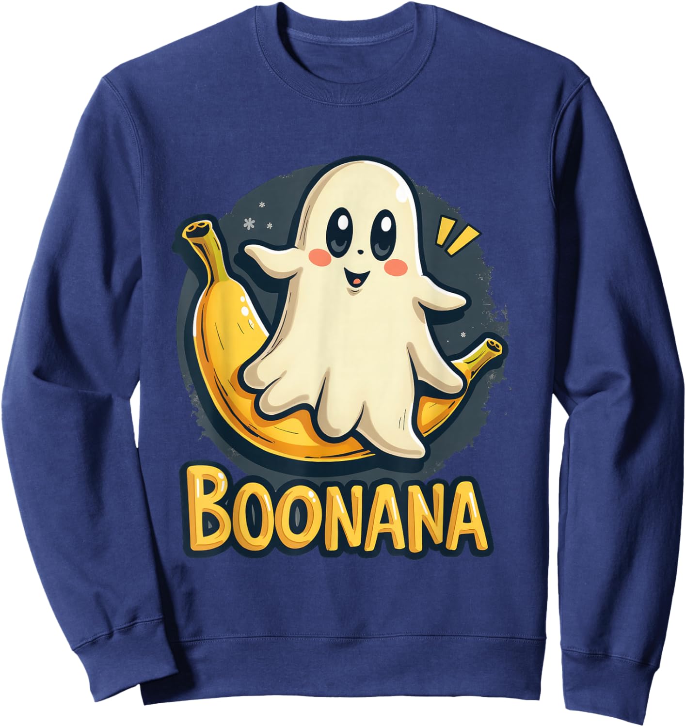 Boonana Halloween Cute Ghost Banana Fun Spooky Kawaii Sweatshirt - Sweatshirt | Navy
