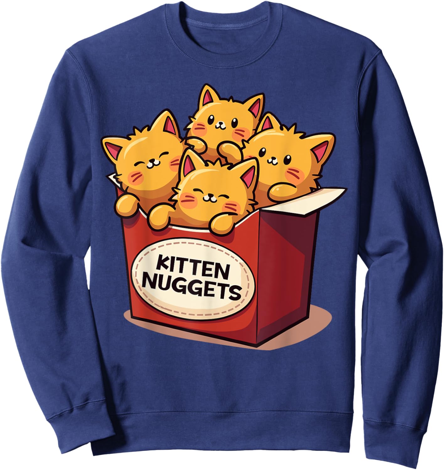 Cute Kitten Nuggets Chicken Nuggets Cat Lover Funny Cat Pun Women Girls Kids Sweatshirt - Sweatshirt | Navy