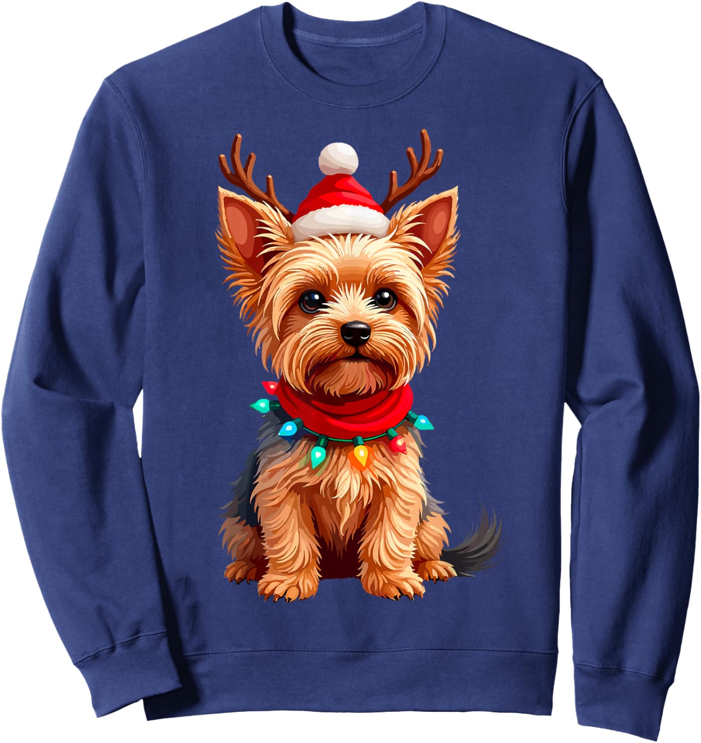 Yorkshire Terrier Santa Reindeer Christmas Yorkie Dog Lover Women Kids Sweatshirt - Sweatshirt | Navy