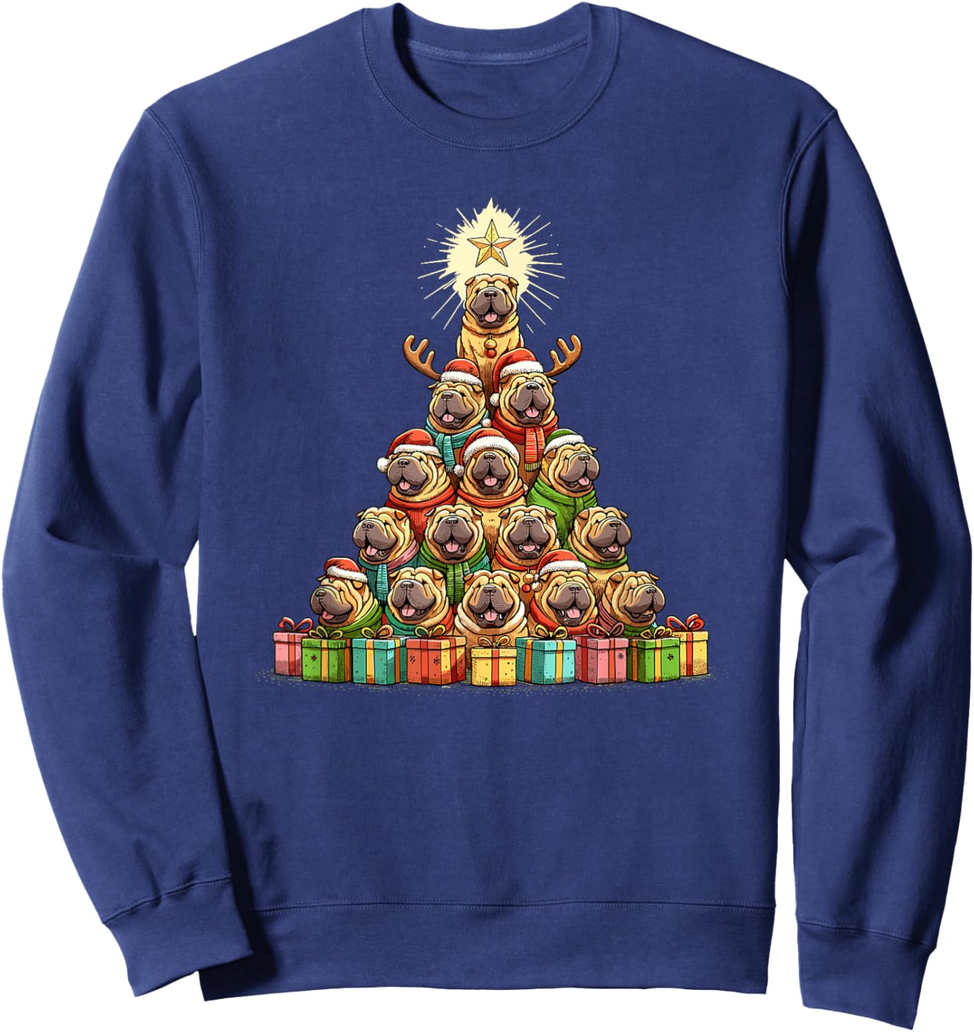 Christmas Tree Chinese Shar-Pei Shar Pei Sweatshirt - Sweatshirt | Navy