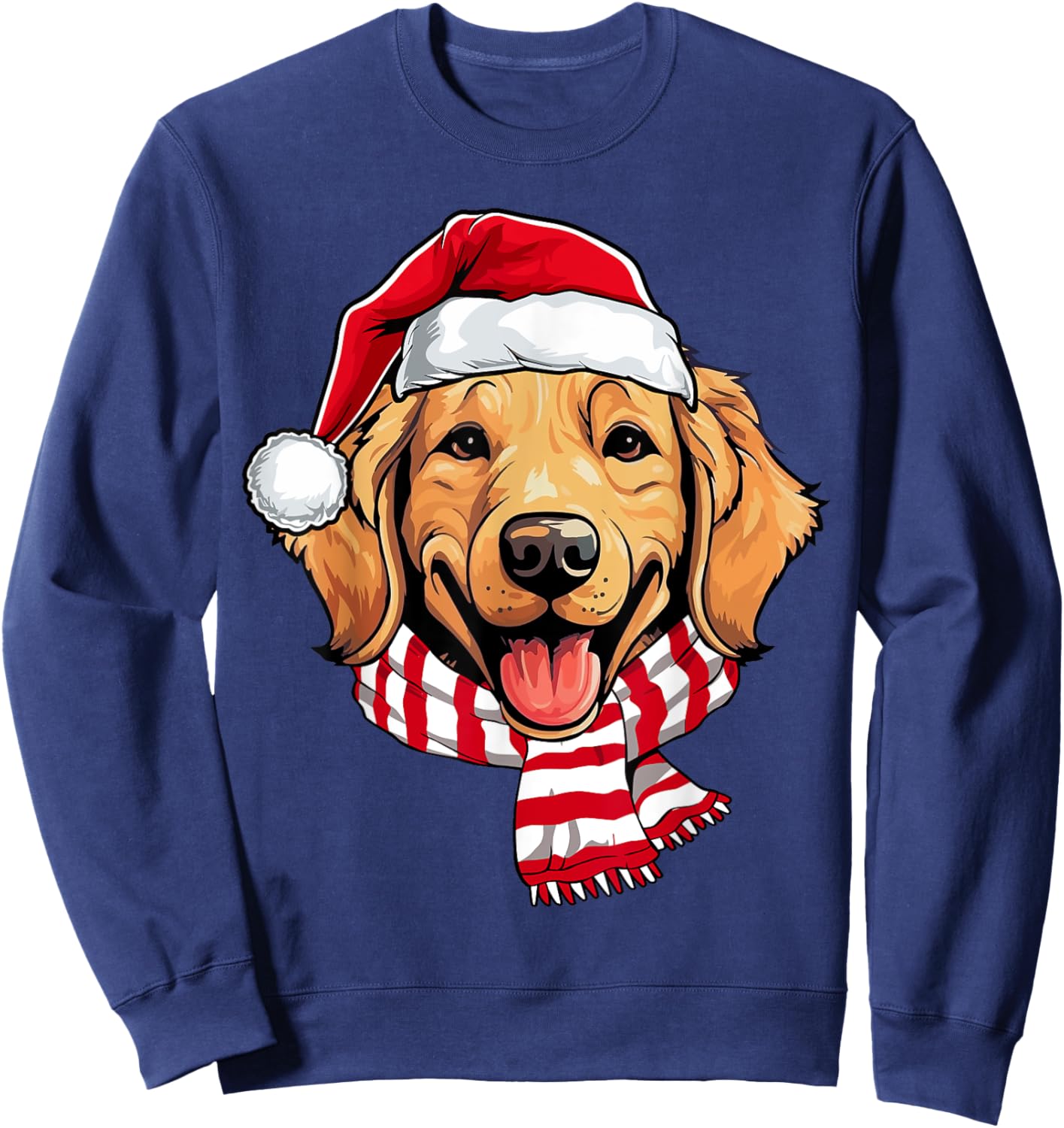 Santa Golden Retriever Christmas Dog Lover Men Women Kids Sweatshirt - Sweatshirt | Navy