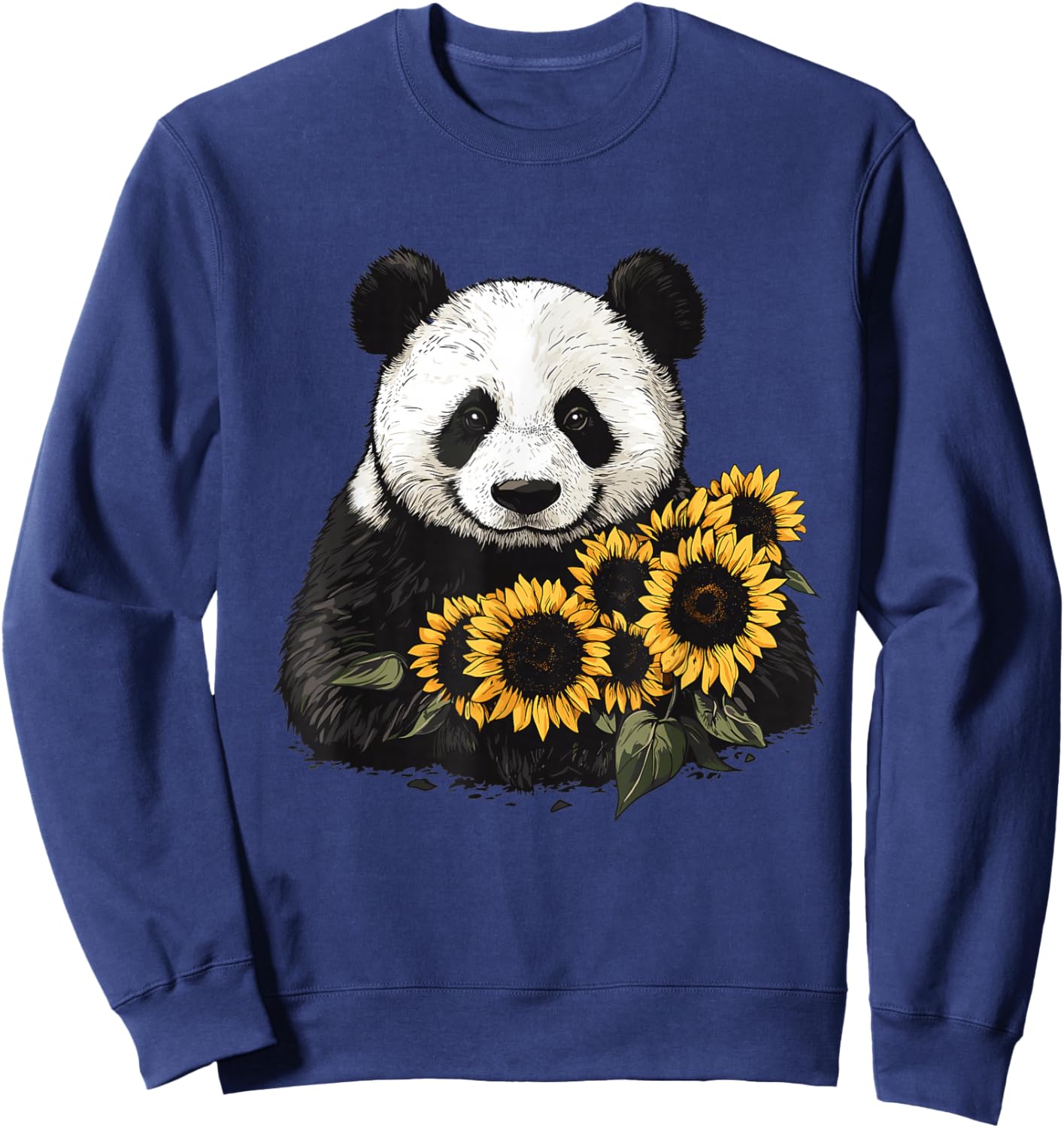 Panda bear with sunflowers, Panda Bear Sweatshirt - Sweatshirt | Navy