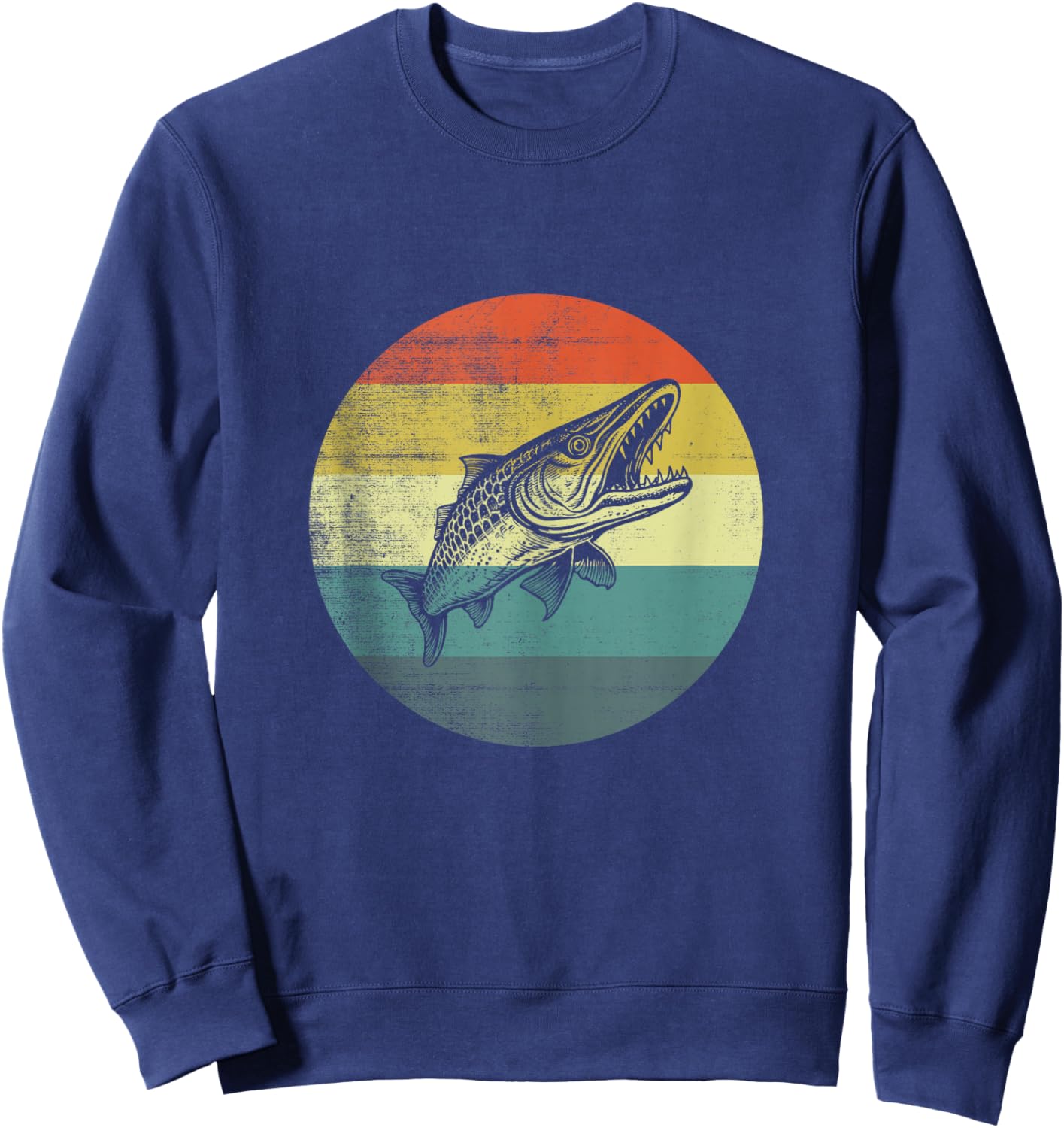 Retro Design Barracuda Fish Sweatshirt - Sweatshirt | Navy