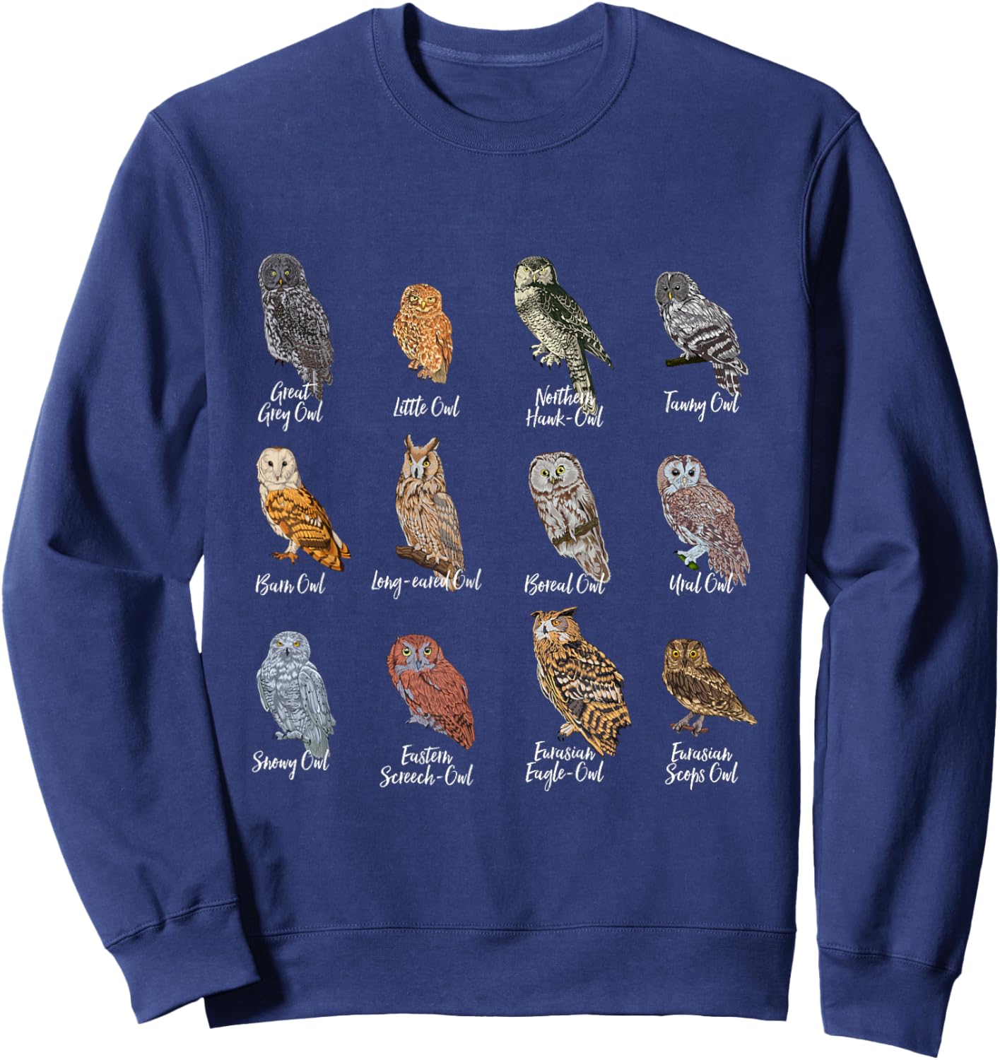 Owl Motifs for Owl Lovers - Owls - Black - Small - Short Sleeve - Polyester - Modern - Owl Pattern - All Seasons - Imported - Machine Wash Sweatshirt - Sweatshirt | Navy
