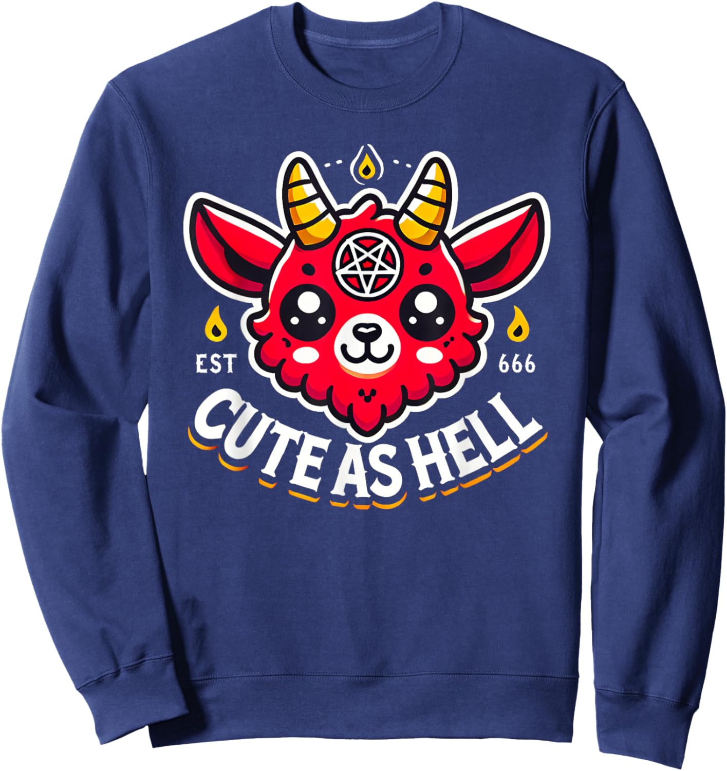 Funny Satanic Occult Cute As Hell Baphomet Sweatshirt - Sweatshirt | Navy