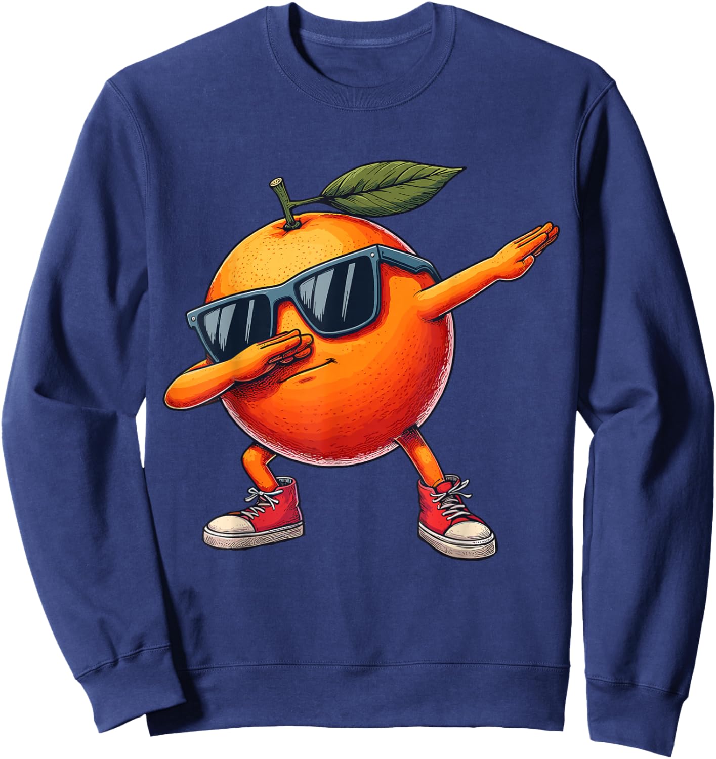 Orange Dabbing Dance Sunglasses Fruit Lovers Sweatshirt - Sweatshirt | Navy