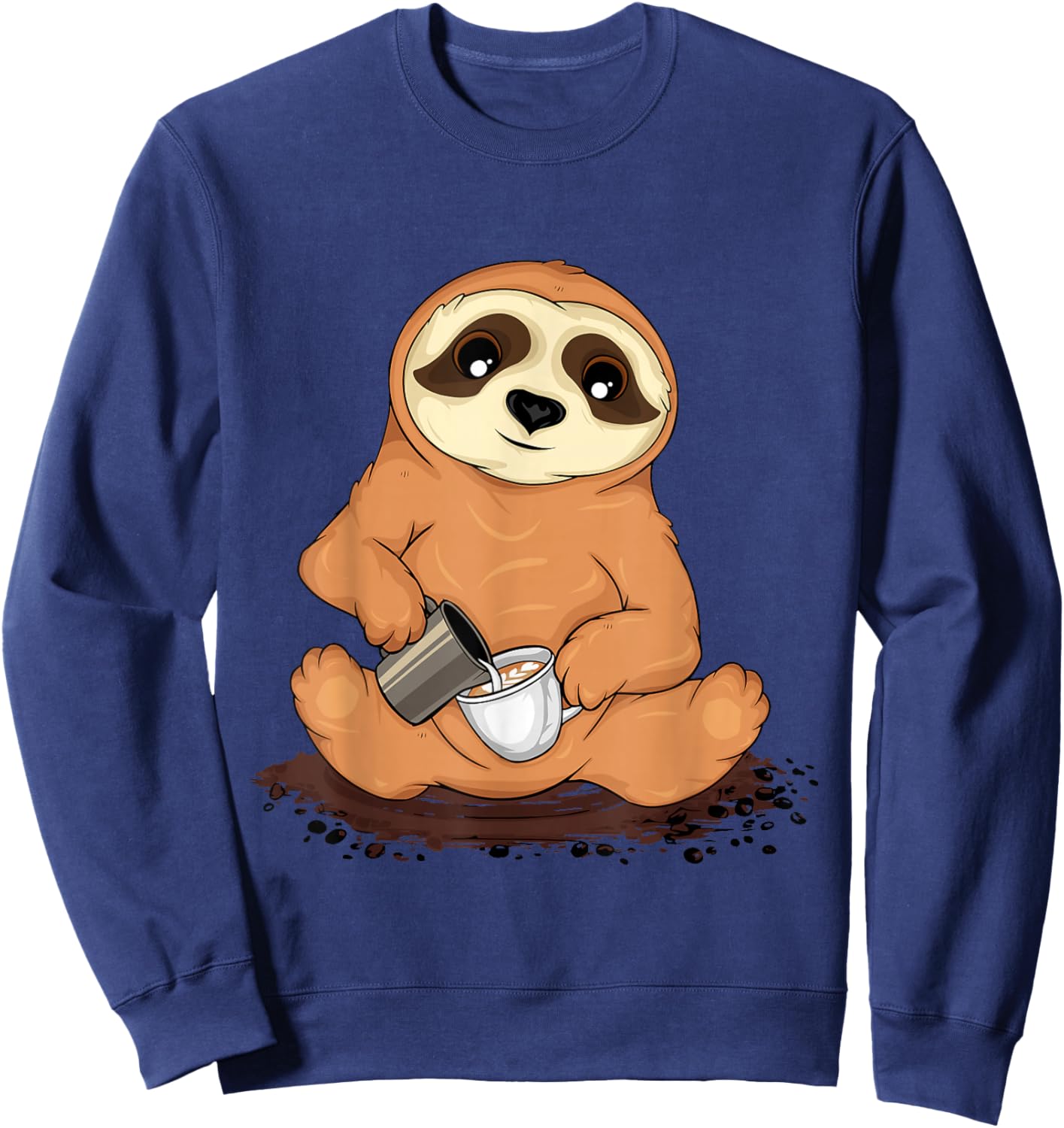 Cute Sloth Pours Latte Art Coffee Lover Barista Sweatshirt - Sweatshirt | Navy