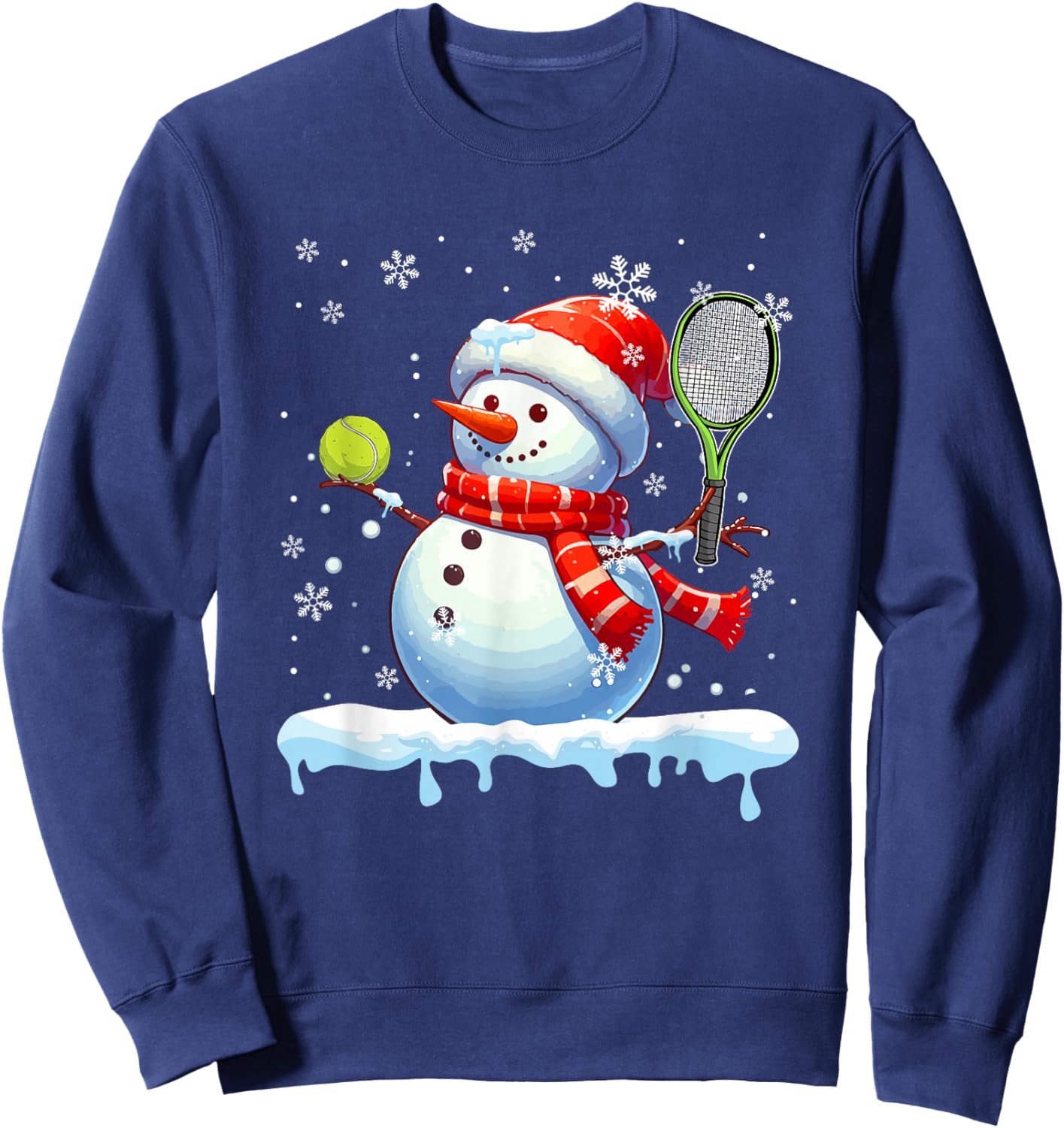 Snowman Playing Tennis Christmas Player Fan Lover Kids Sweatshirt - Sweatshirt | Navy