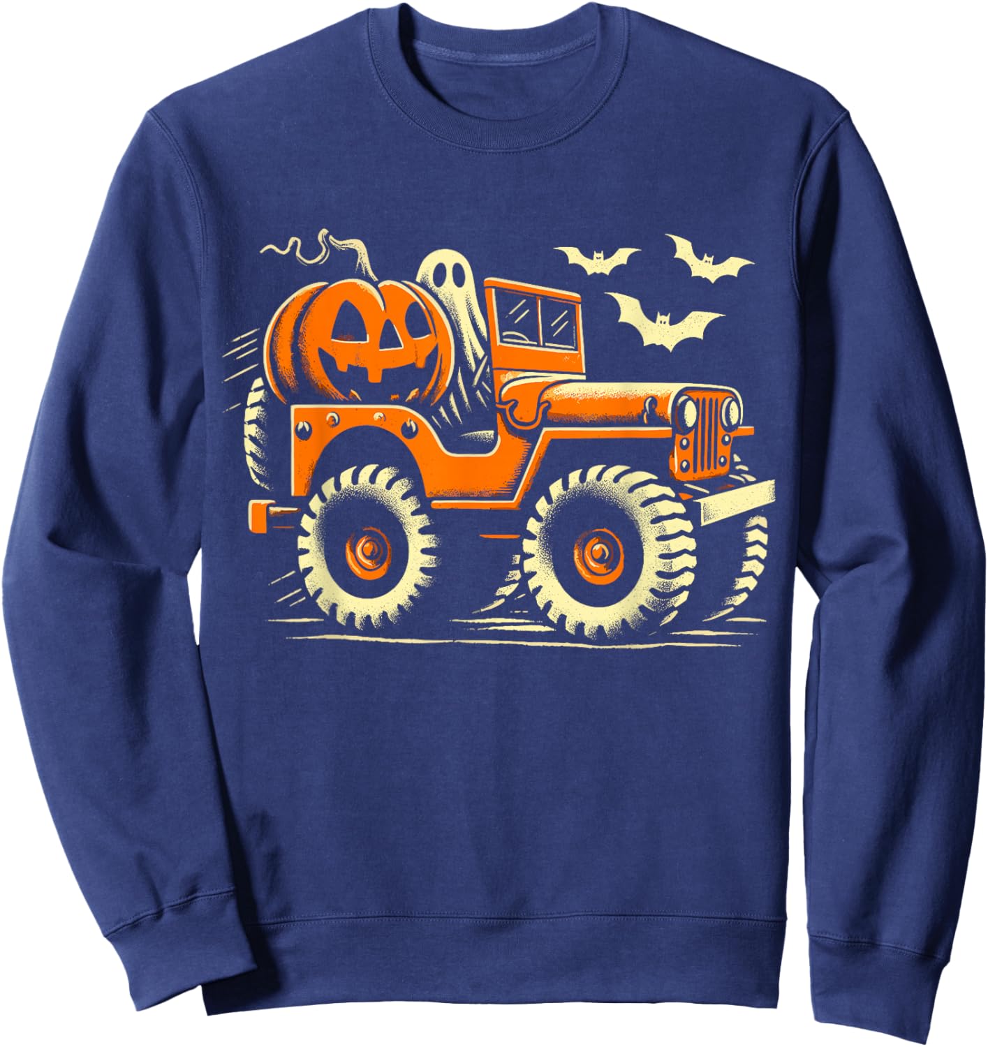 Halloween Monster Truck Ghost Sweatshirt - Sweatshirt | Navy