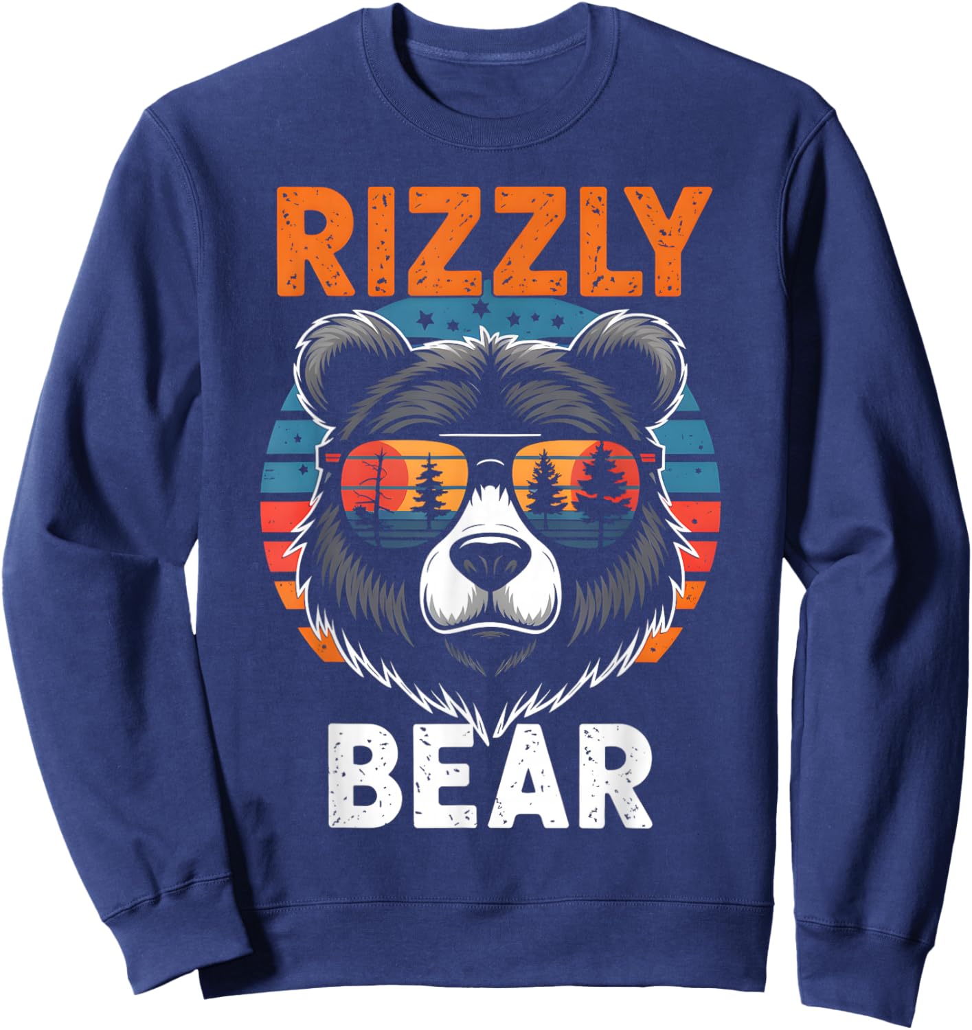 Rizzly Bear Funny Gen Alpha Viral Influencer Slang Sweatshirt - Sweatshirt | Navy