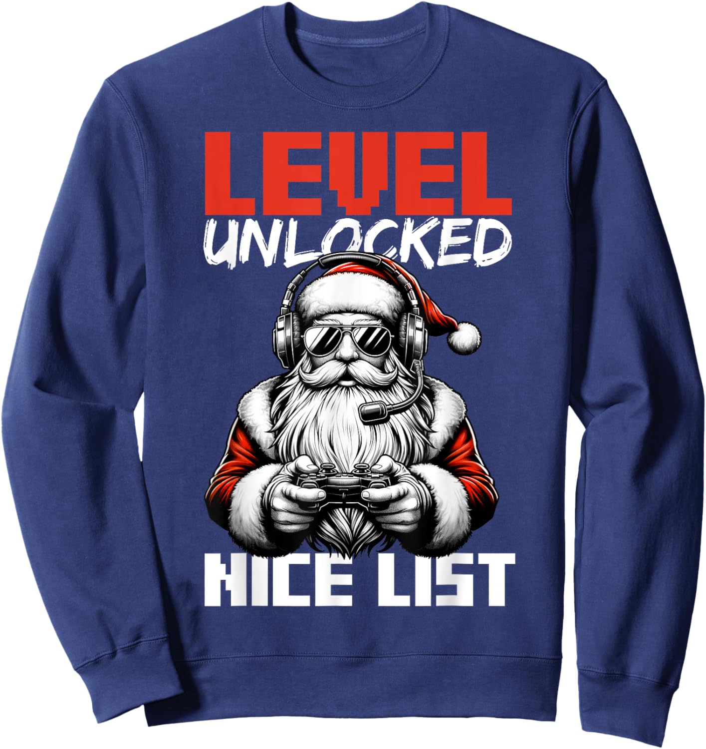 Christmas Gamer Boys Nice List Video Game Santa Xmas Sweatshirt - Sweatshirt | Navy