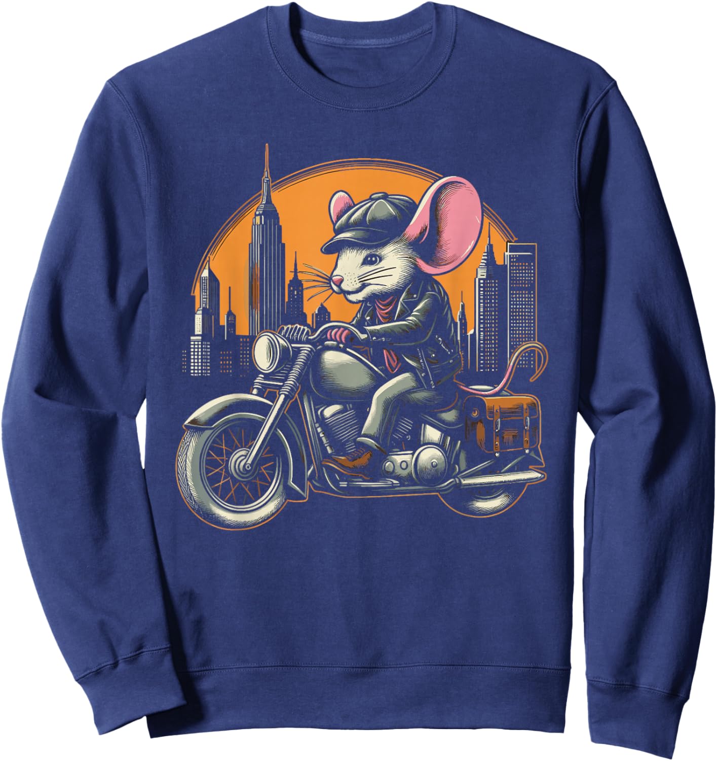 Motorcycle Mice Mouse Biker Rat Motorcyclist Sweatshirt - Sweatshirt | Navy