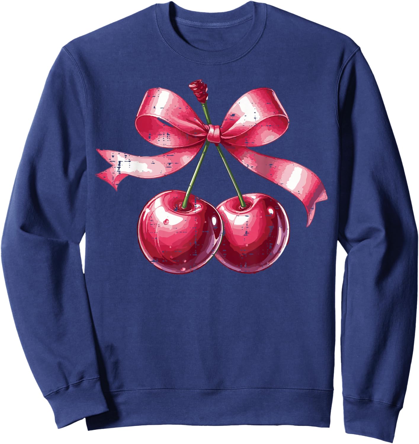 Cherry With Pink Ribbon Funny Saying Women Girls Kids Youth Sweatshirt - Sweatshirt | Navy