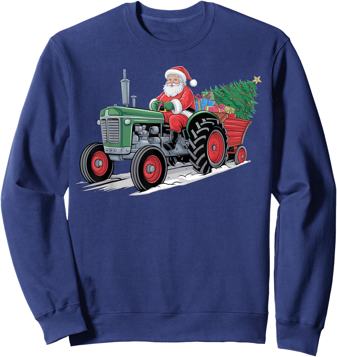 Santa Tractor Farm Truck Farmer Christmas Xmas Driving Sweatshirt - Sweatshirt | Navy