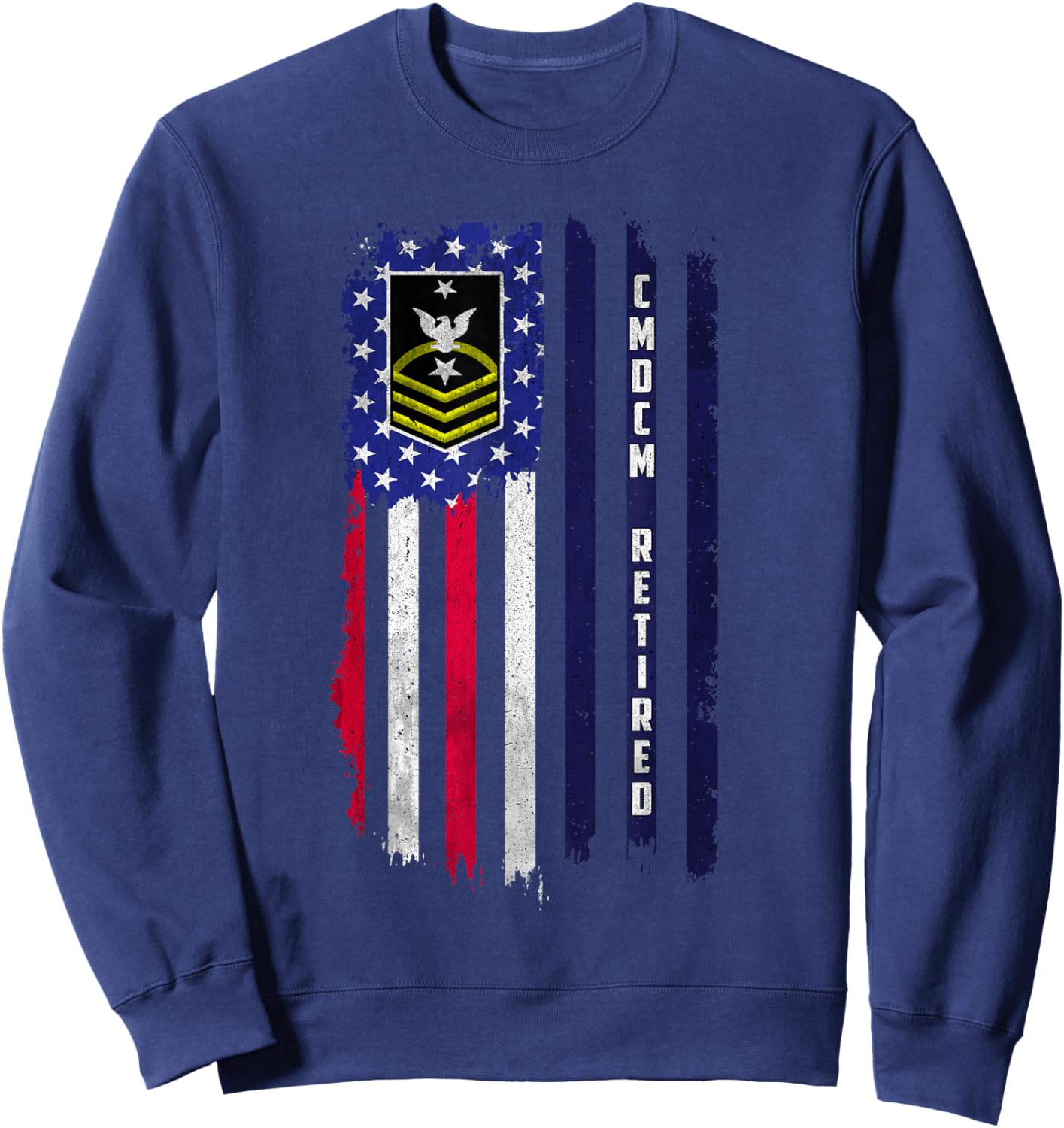 E-9 Command Master Chief Petty Officer Rank American Flag Sweatshirt - Sweatshirt | Navy