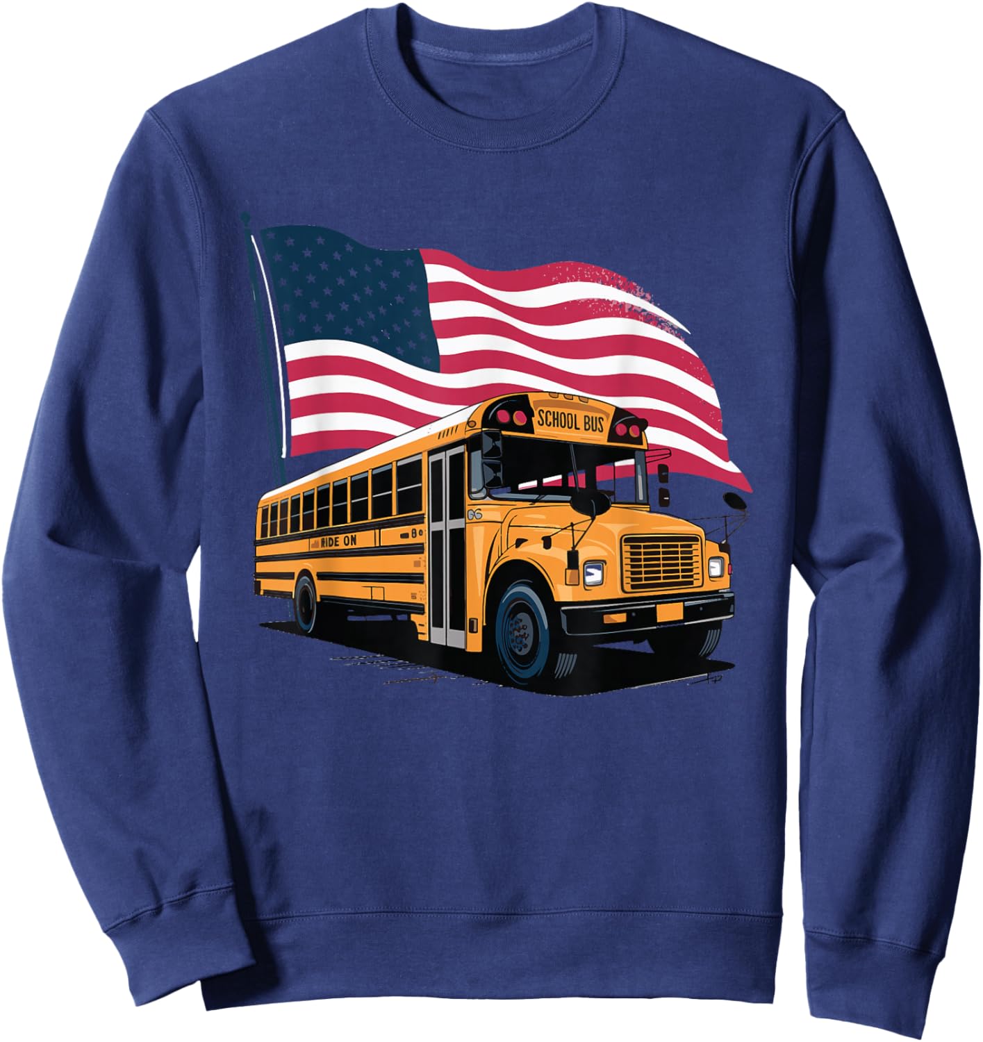 School Bus Driver USA Flag Sweatshirt - Sweatshirt | Navy