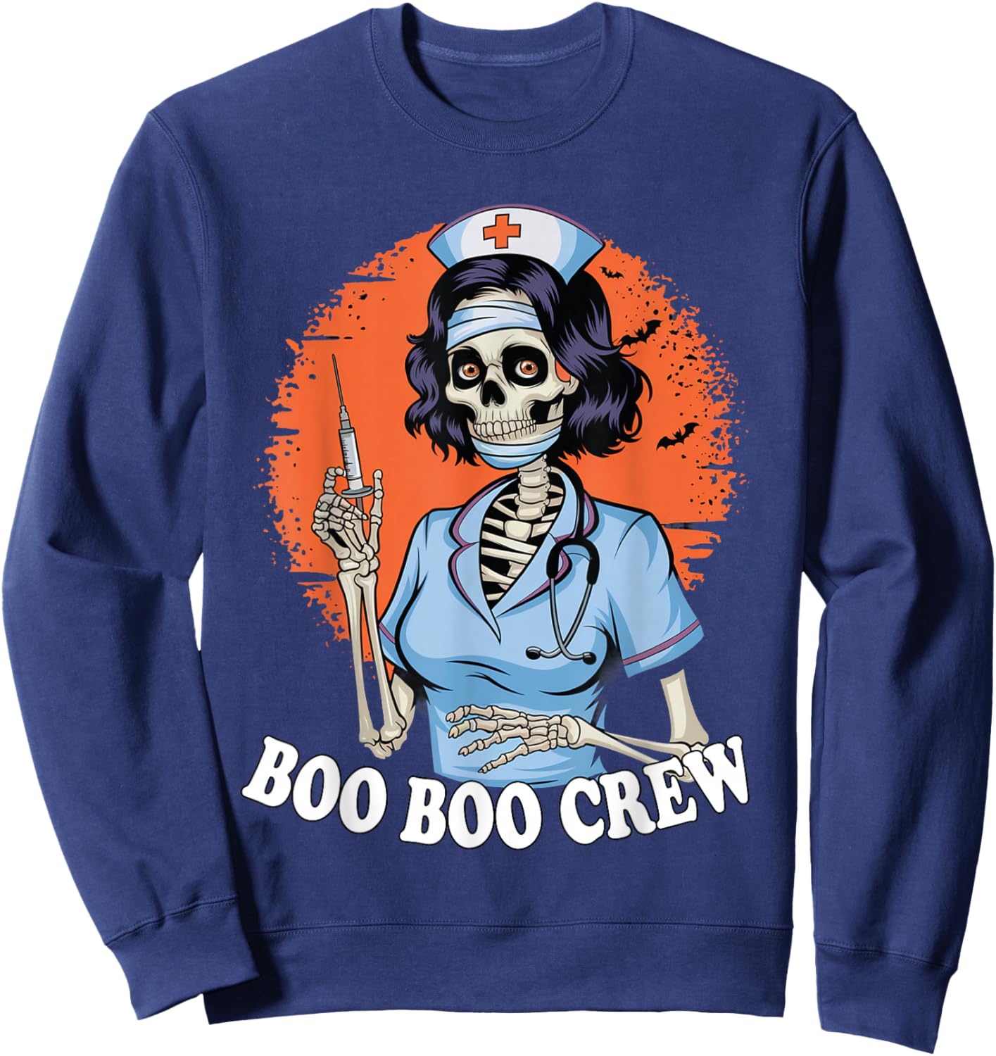 Boo Boo Crew Halloween Nurse Skeleton Zombie Ghost Sweatshirt - Sweatshirt | Navy