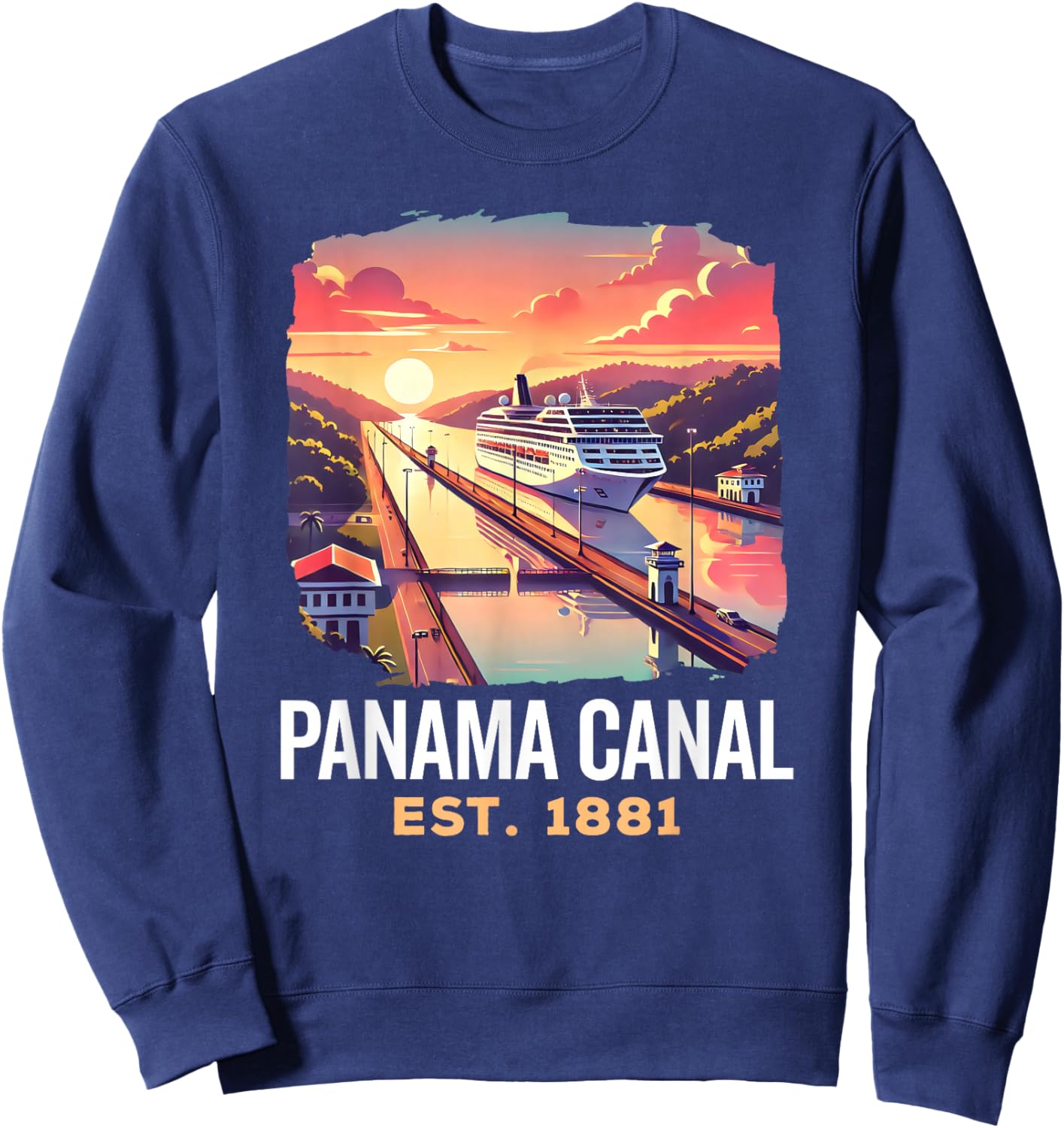 Vintage Panama Canal, Vintage Panama Canal Souvenir, Cruise Sweatshirt - Sweatshirt | Navy