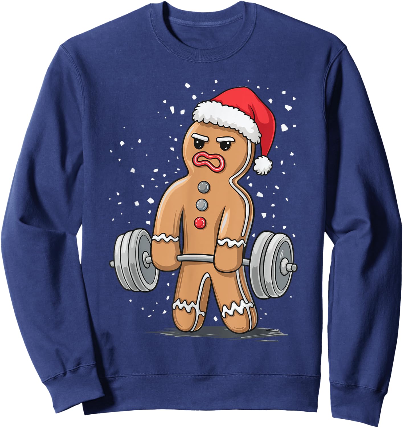 Gingerbread Weightlifting Workout Bodybuilding Sweatshirt - Sweatshirt | Navy