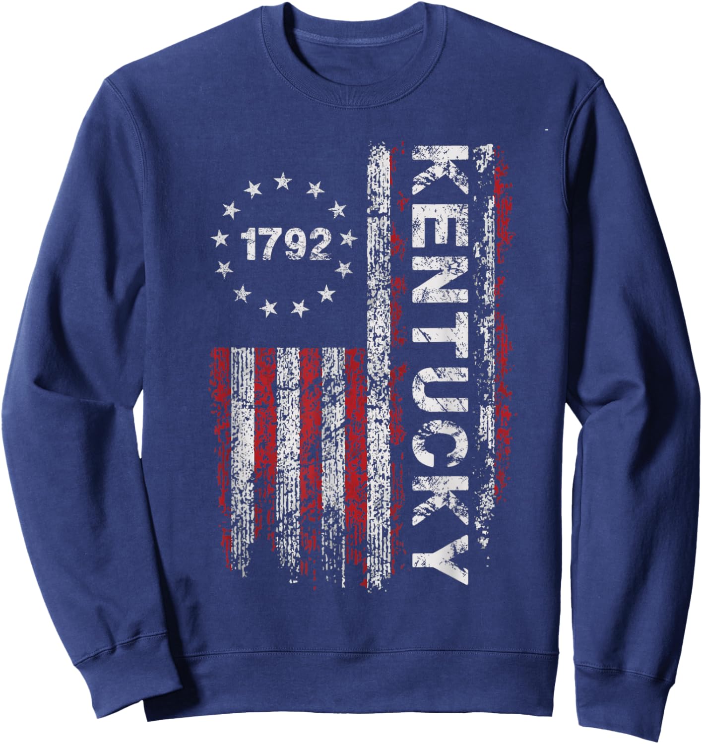 1792 Kentucky State US Flag Vintage Women Youth Sweatshirt - Sweatshirt | Navy