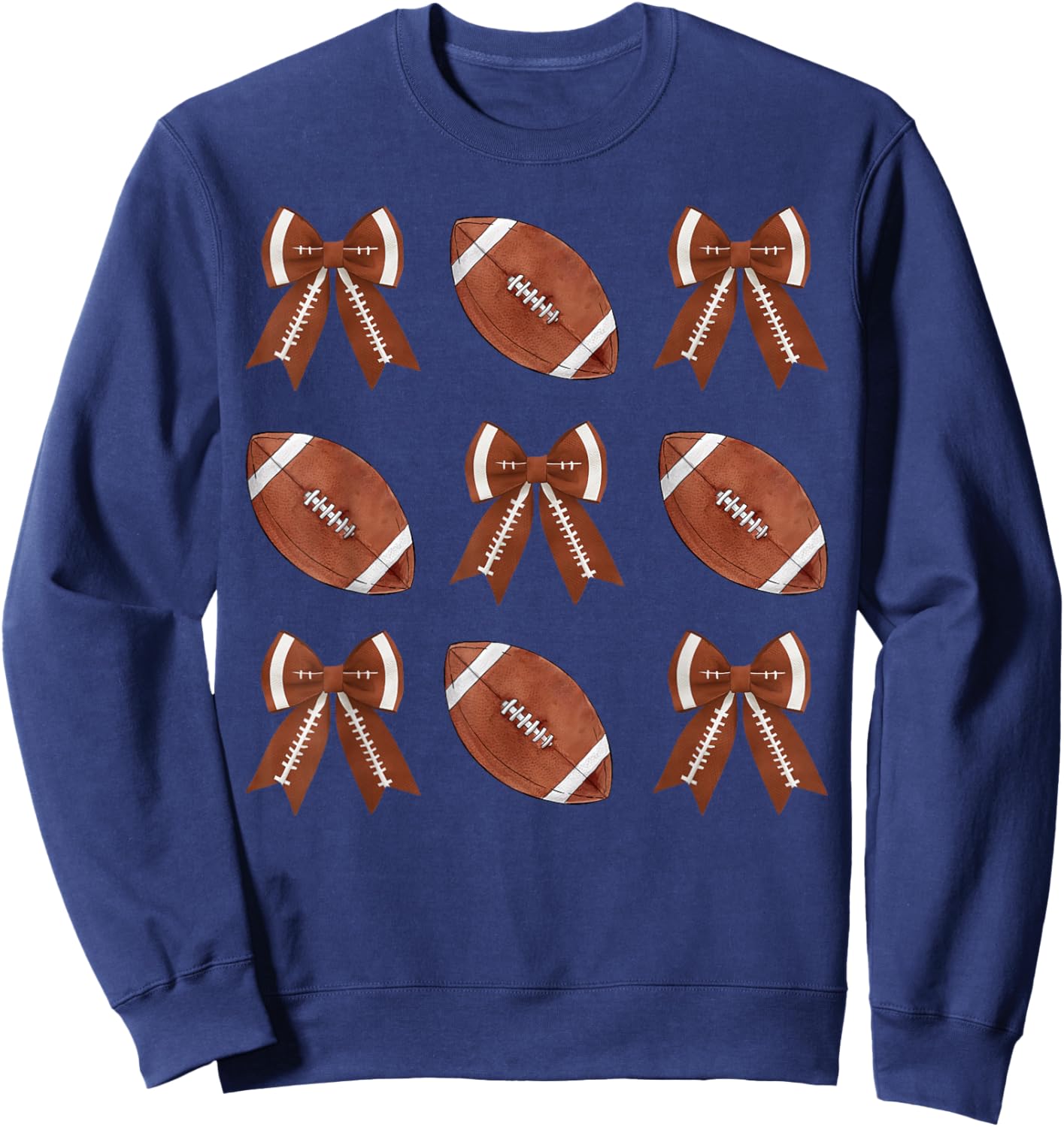 Coquette Bow American Football Thanksgiving Autumn Fall Yall Sweatshirt - Sweatshirt | Navy