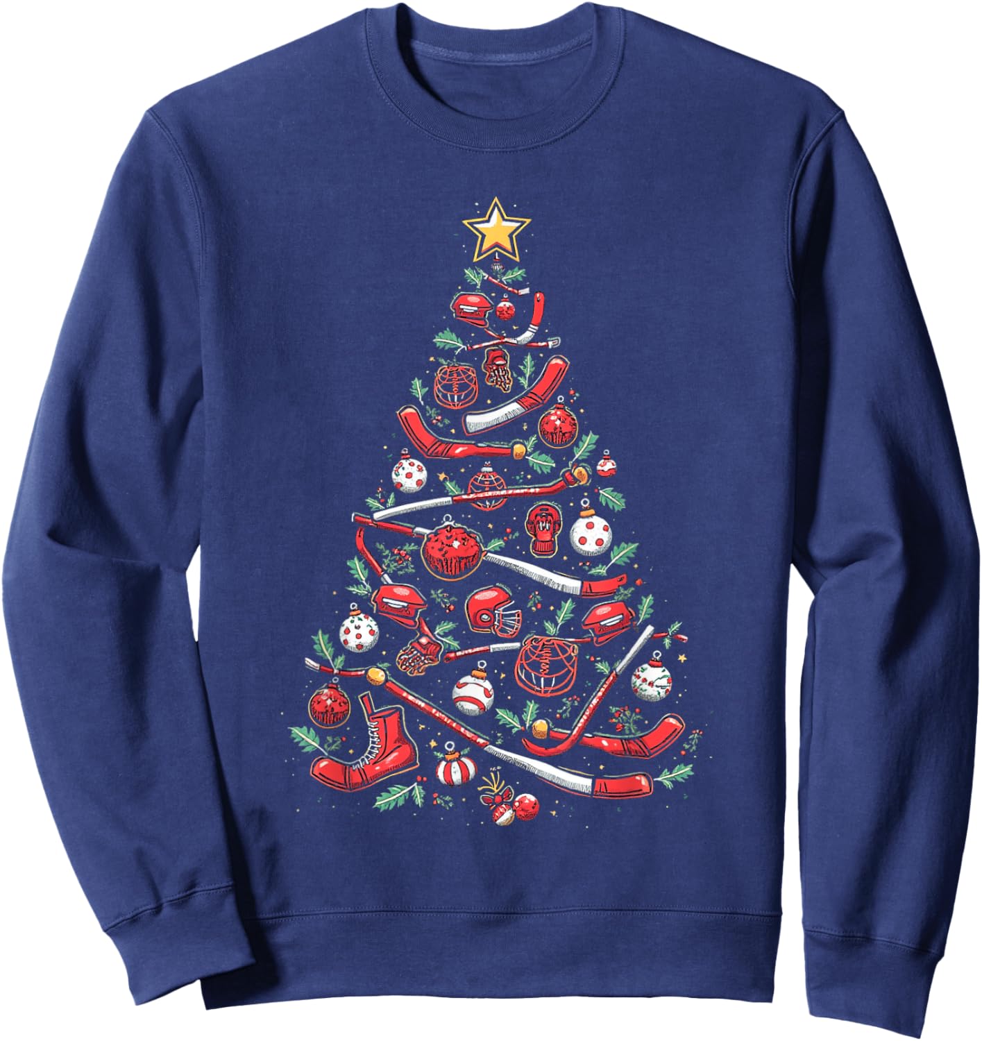 Hockey Christmas Tree Sweatshirt - Sweatshirt | Navy