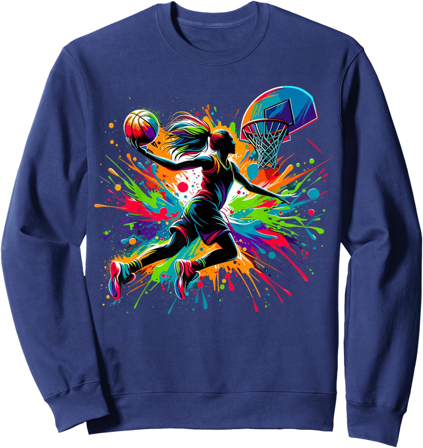 Basketball Girl Graffiti Colourful Sweatshirt - Sweatshirt | Navy