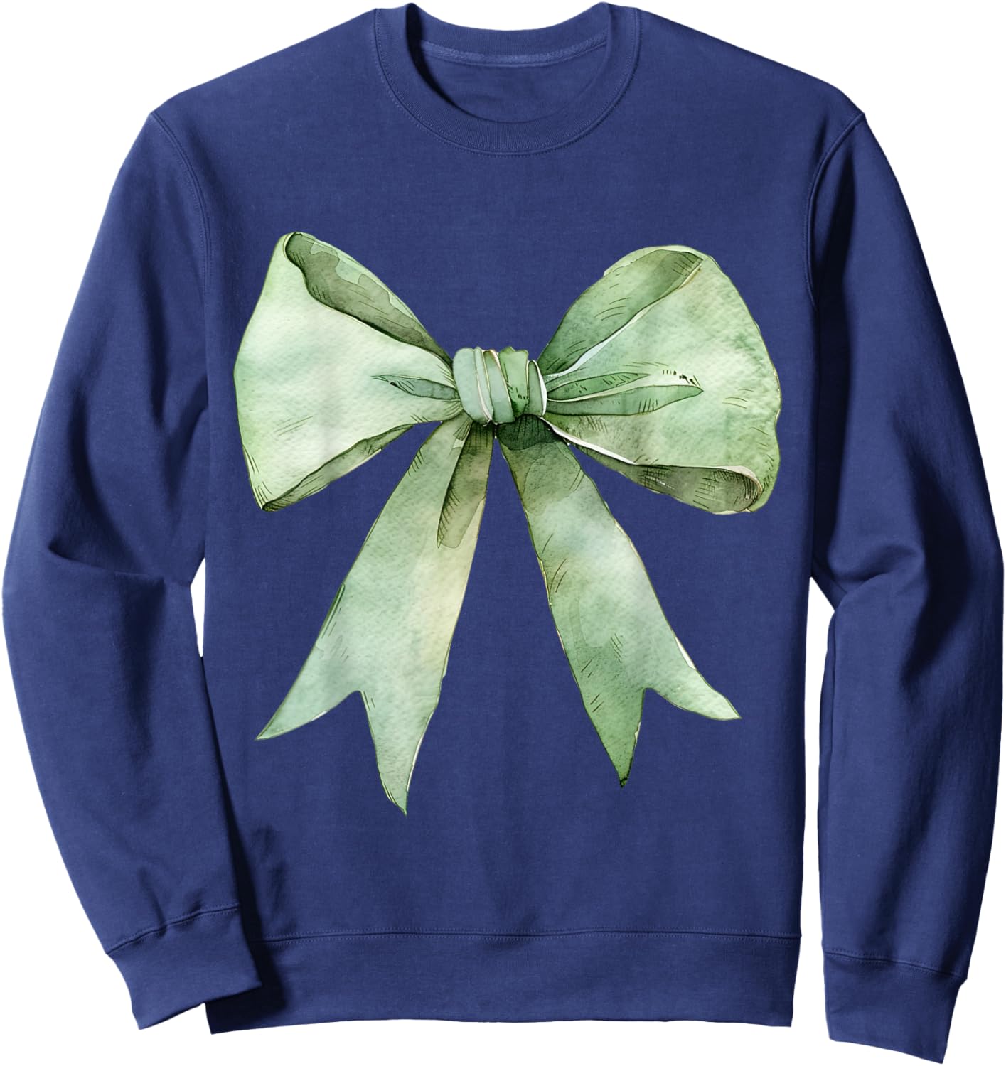 Trendy Aesthetic Green Coquette y2k Girl Green Bow Ribbon Sweatshirt - Sweatshirt | Navy