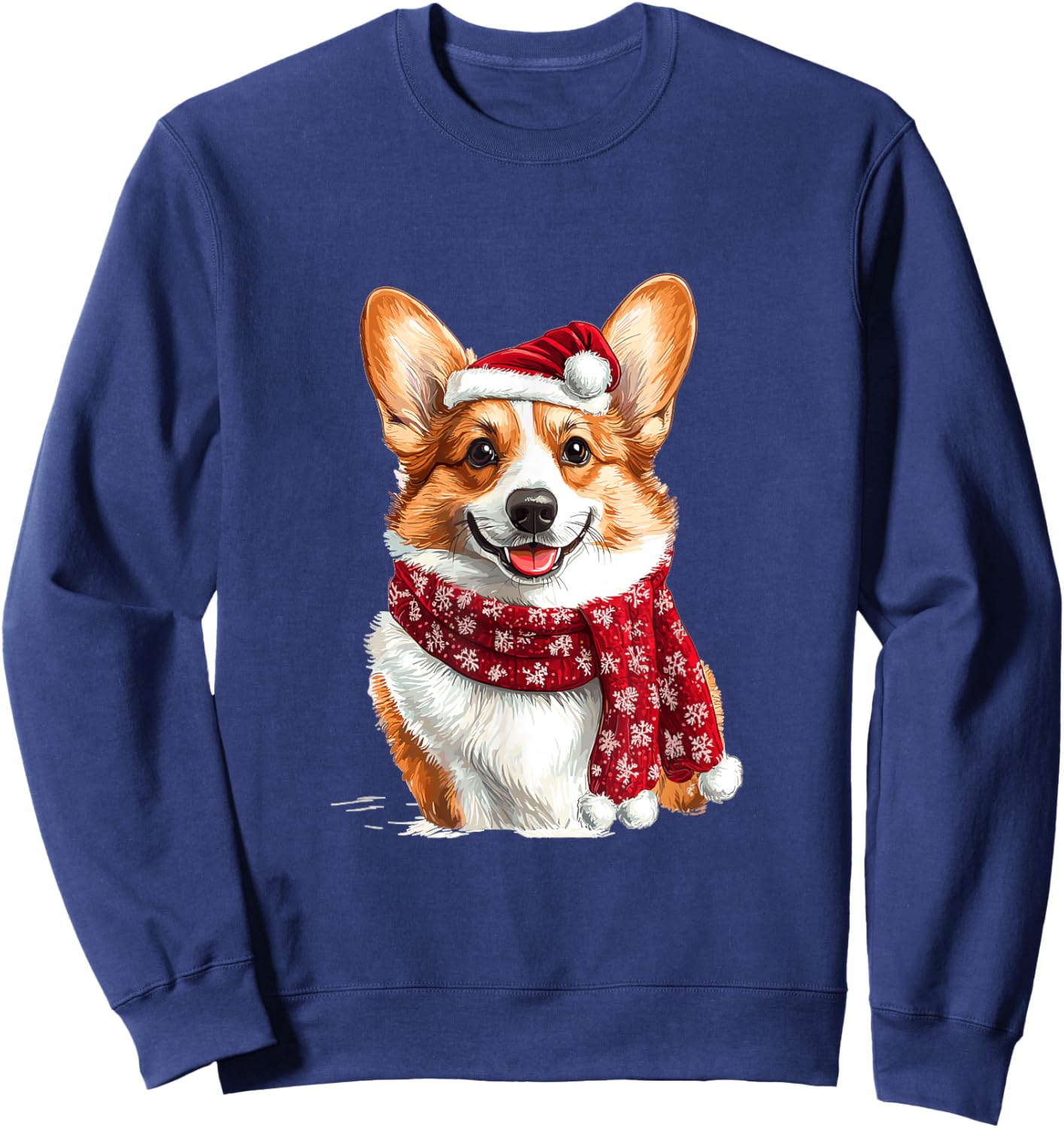 Cute Pembroke Welsh Corgi Dog Christmas Merry X-mas Graphic Sweatshirt - Sweatshirt | Navy